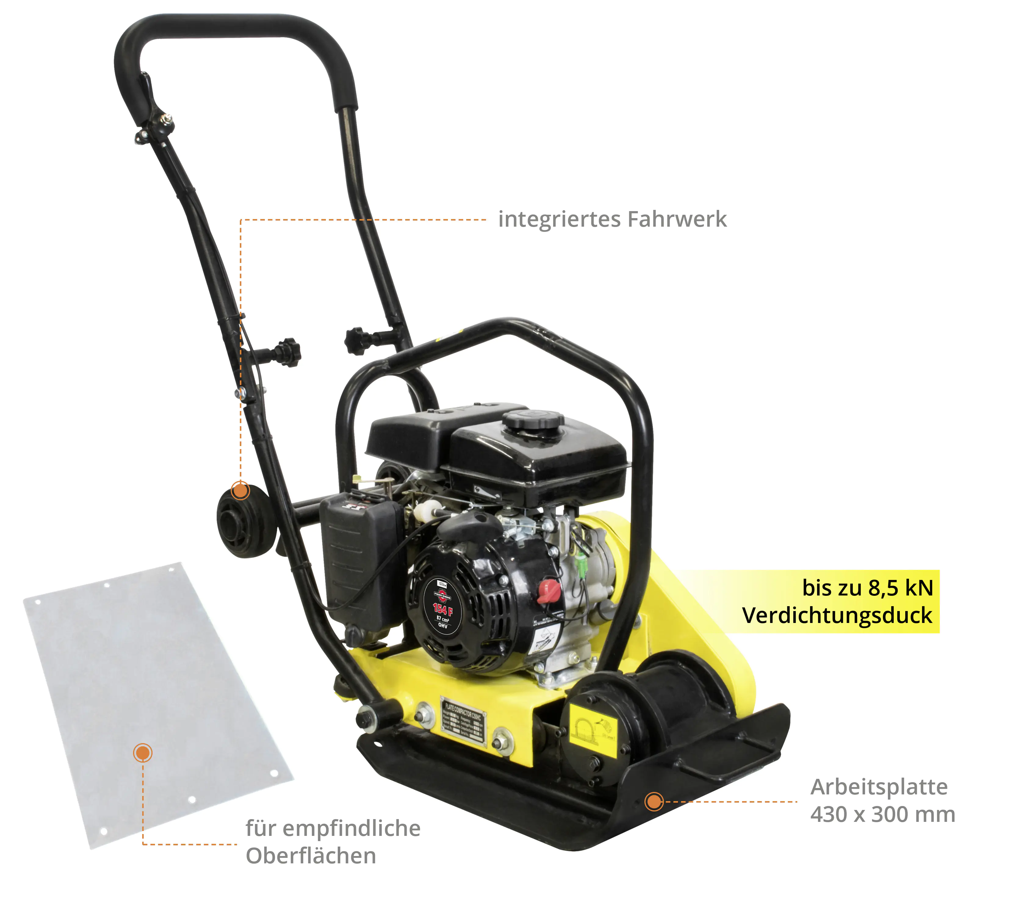 Güde Rüttelplatte GRP 50 4-Takt 1,5 kW 2,0 PS Benzin