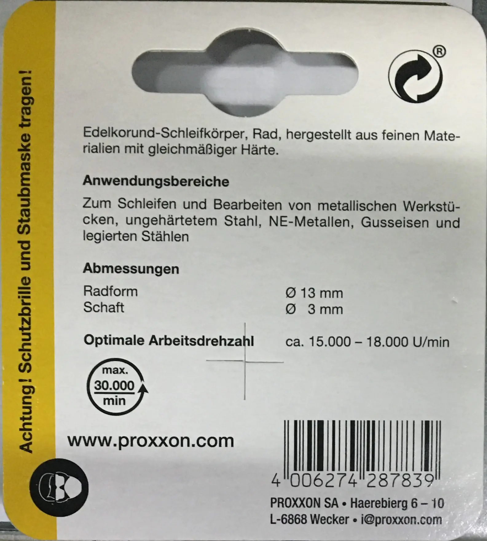 Proxxon Micromot Edelkorund-Schleifkörper 13 mm