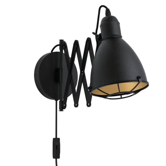 Eglo Wandleuchte Treburley E27 schwarz-gold Stahl