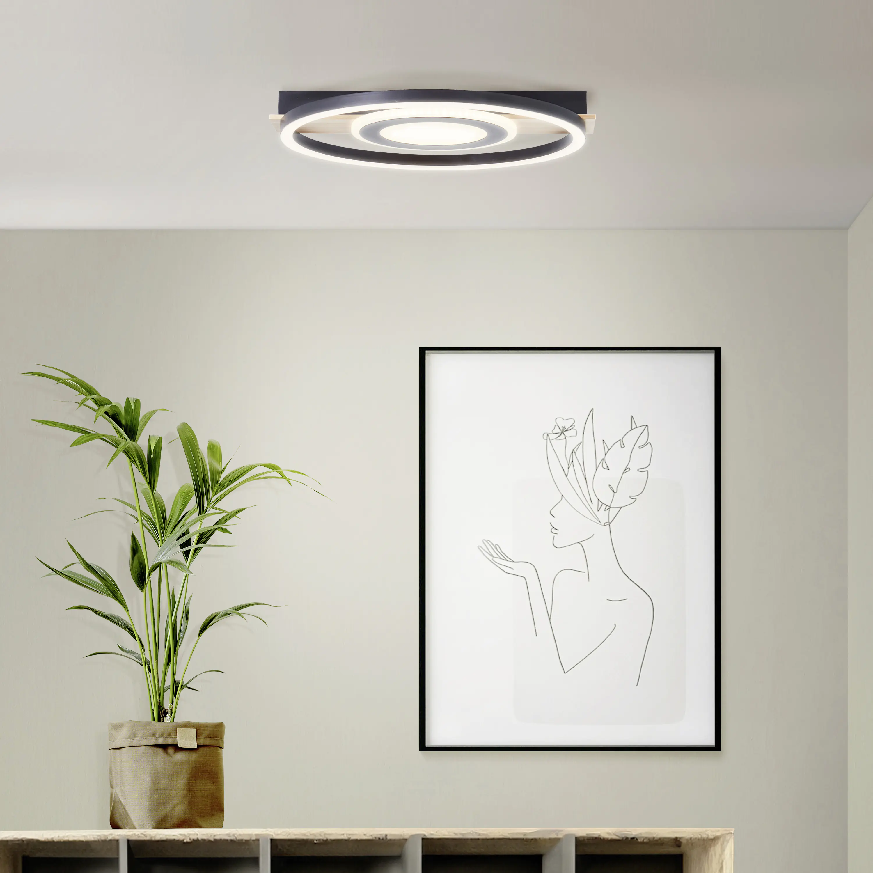 Brilliant Leuchten LED Deckenleuchte Maureen 22W, warmweiß, holz