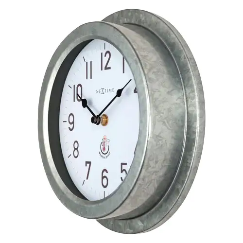 Nextime Außenwanduhr Poppy Ø 22 cm silber