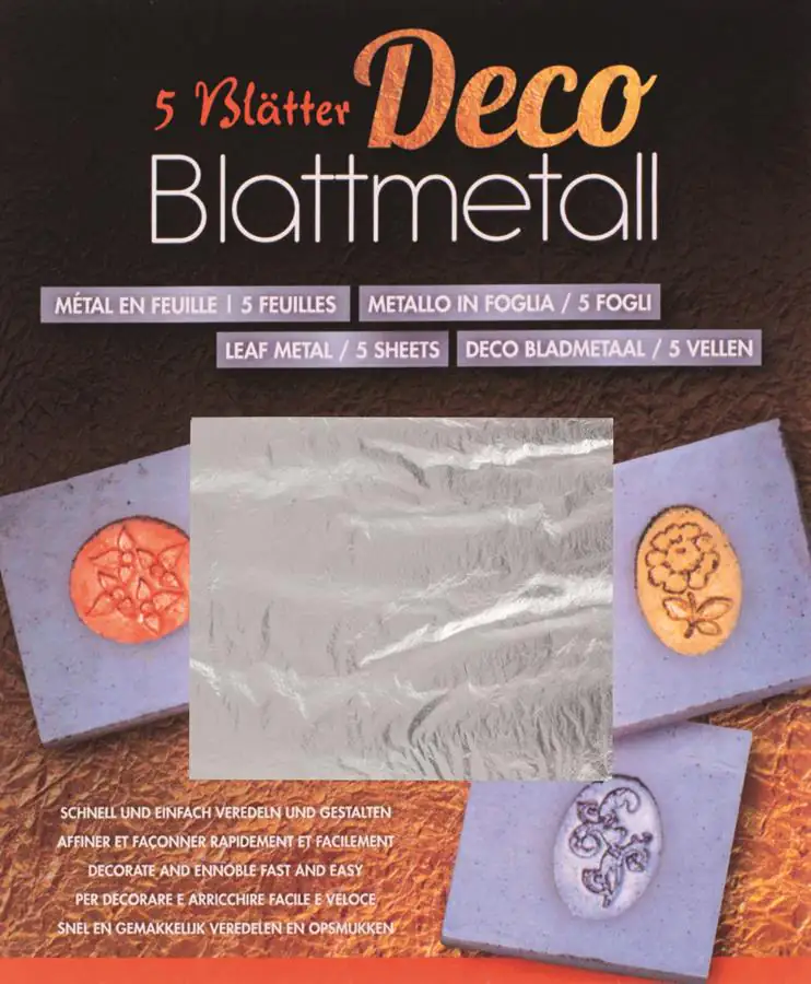 Glorex Blattmetall silberfarben 14 x 14 cm 5 Blatt