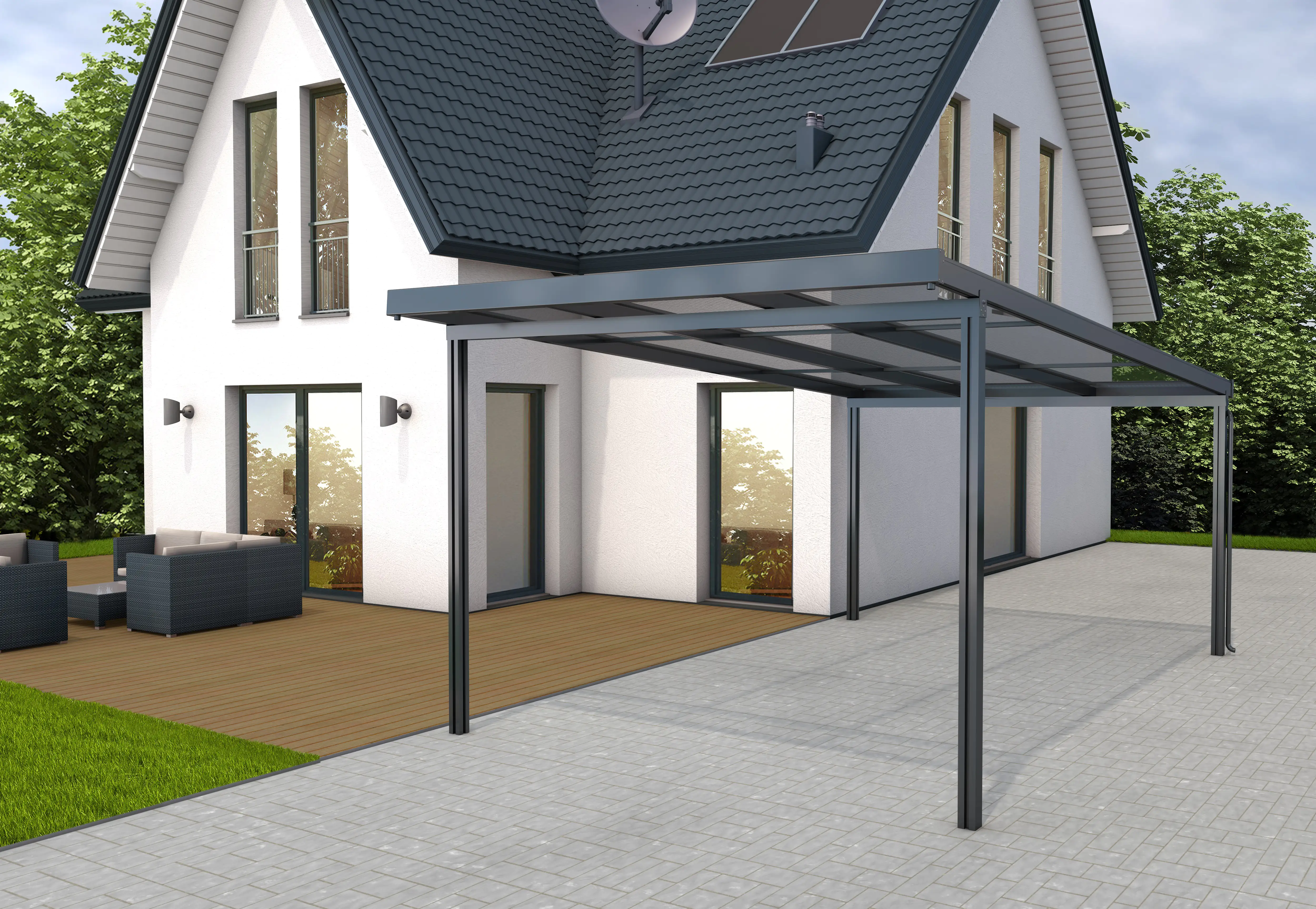 Gutta Premium Carport 309,4 x 562 cm, anthrazit, Klima blue 16 mm