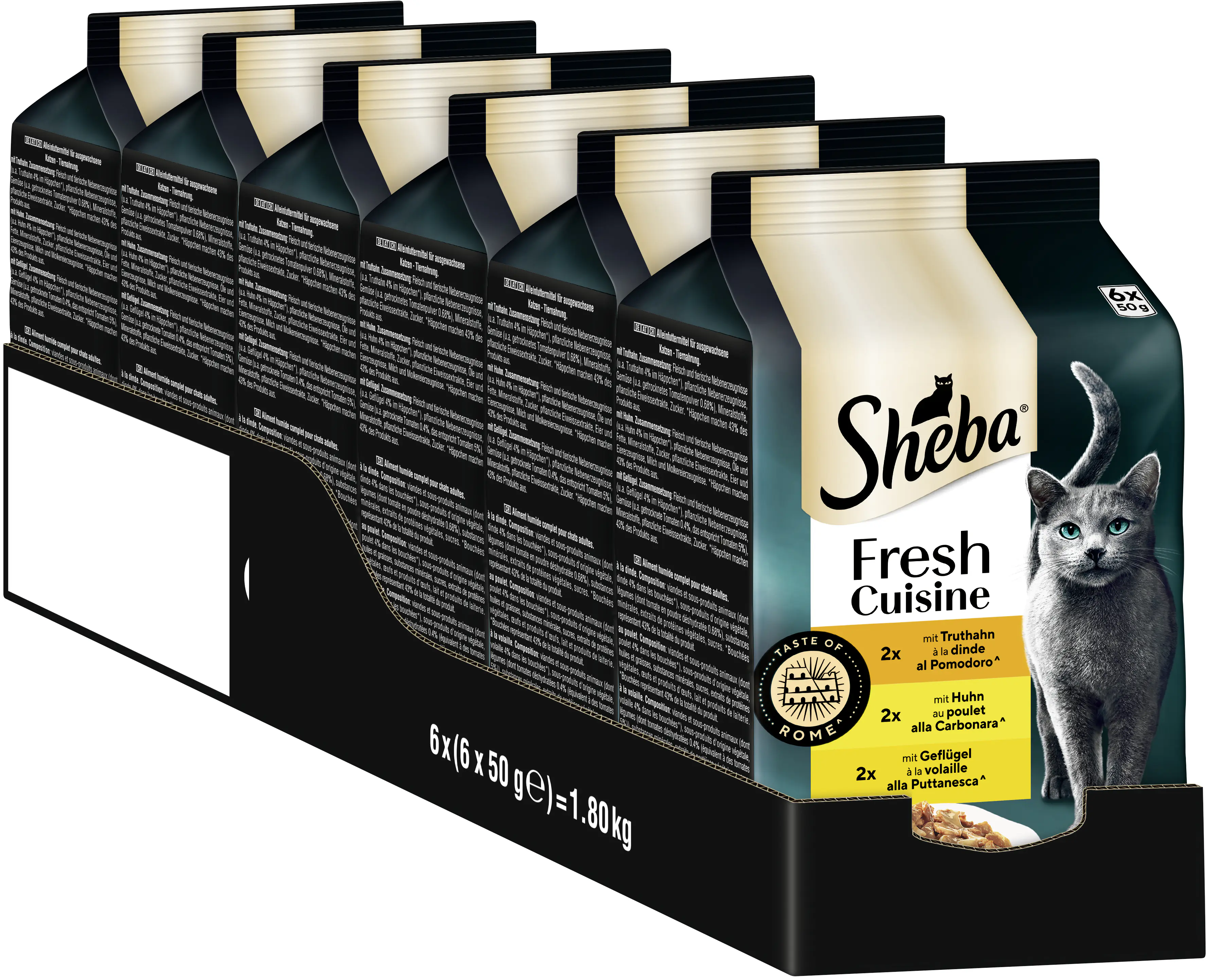 Sheba Fresh Cuisine Katzennassfutter Adult 6 x 50 g Truthahn 