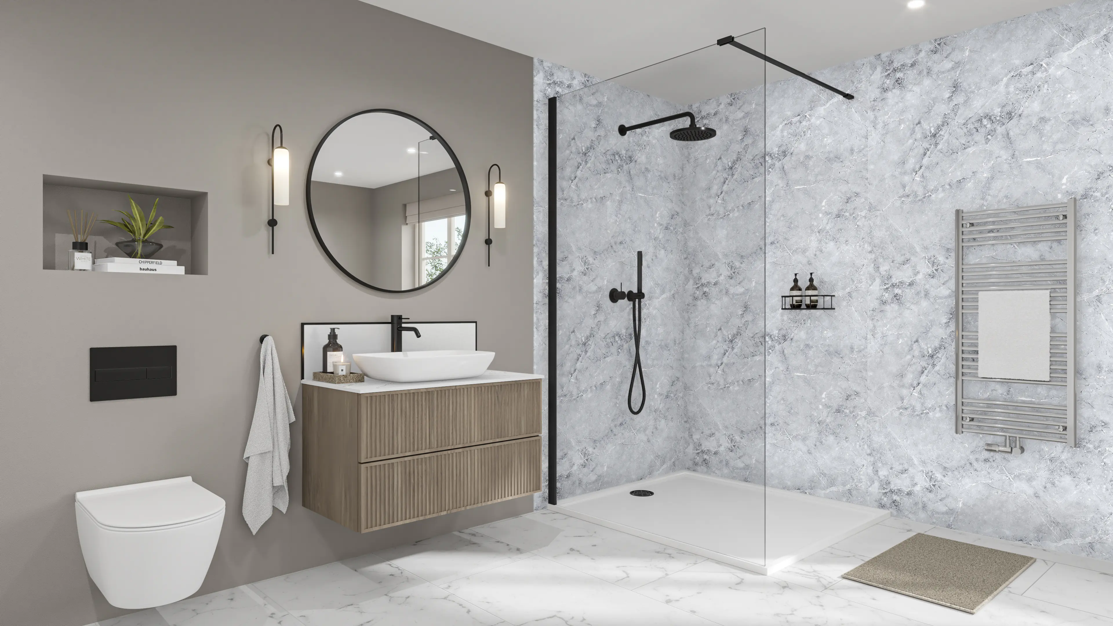 Wetwall Elite Wandpaneel  Fumo 16 x 260 cm mit abgerundeter Abschlusskante
