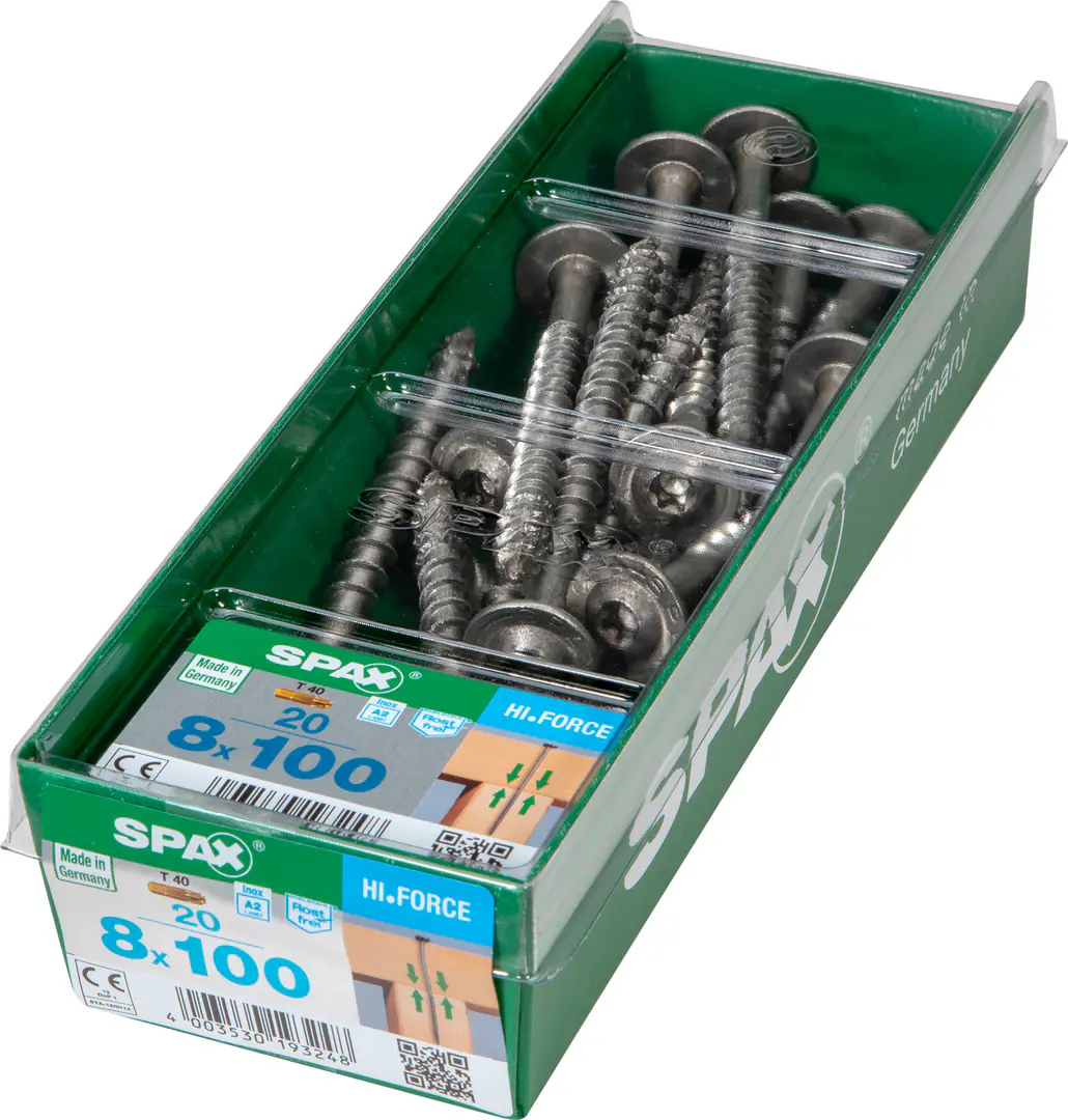 Spax Tellerkopfschrauben 8.0 x 100 mm TX 40 - 20 Stück Edelstahl