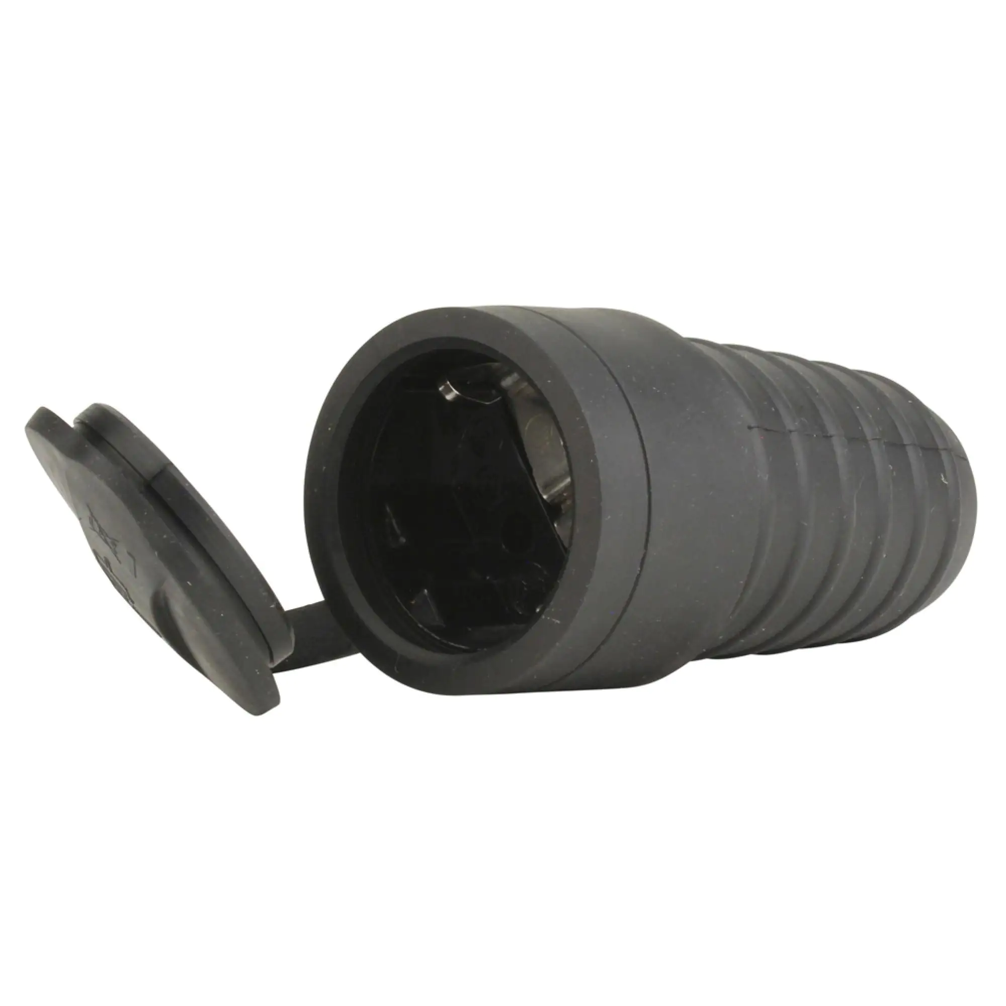 Schutzkontakt-Kupplung Gummi PVC-Ei IP44 Deckel schwarz