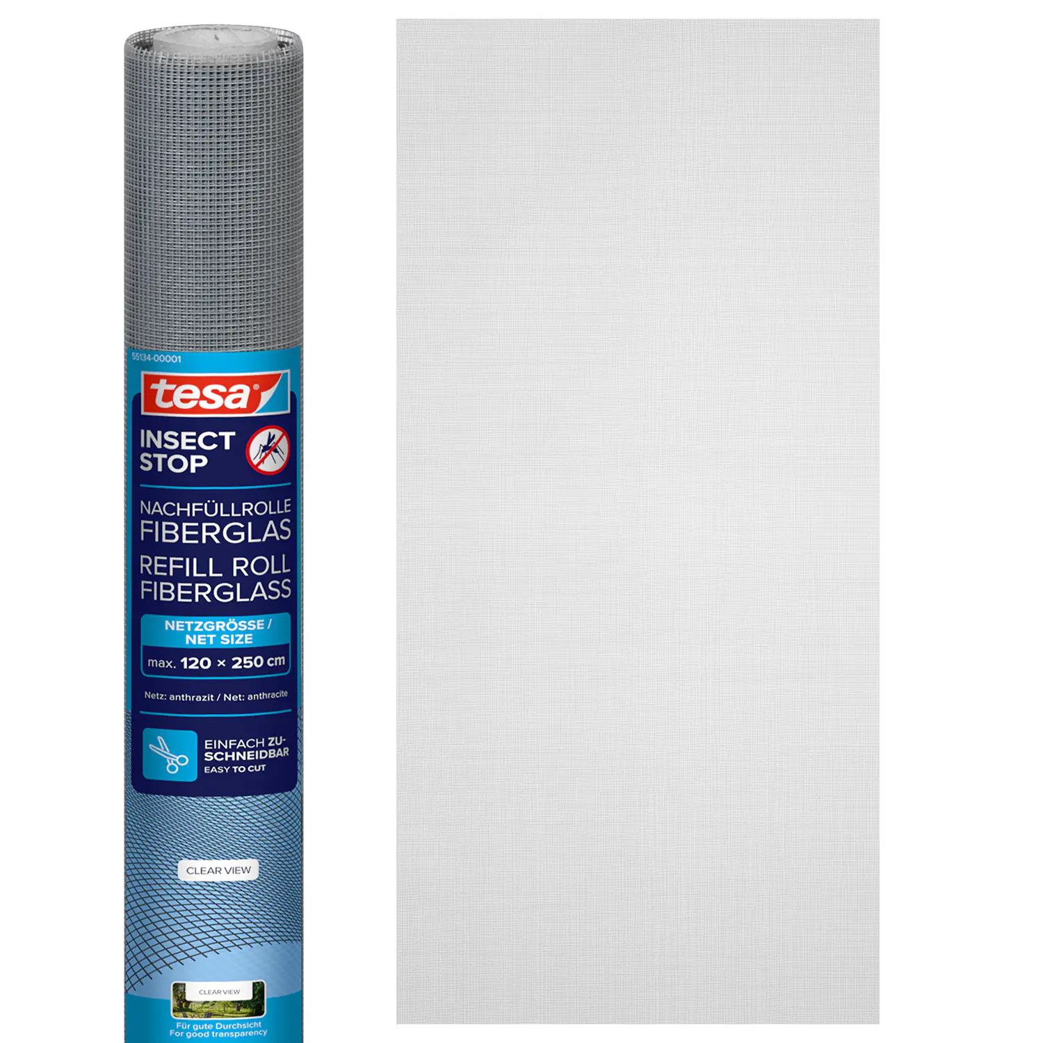 tesa Fliegengitter COMFORT Ersatzrolle 120 x 250 cm - anthrazit