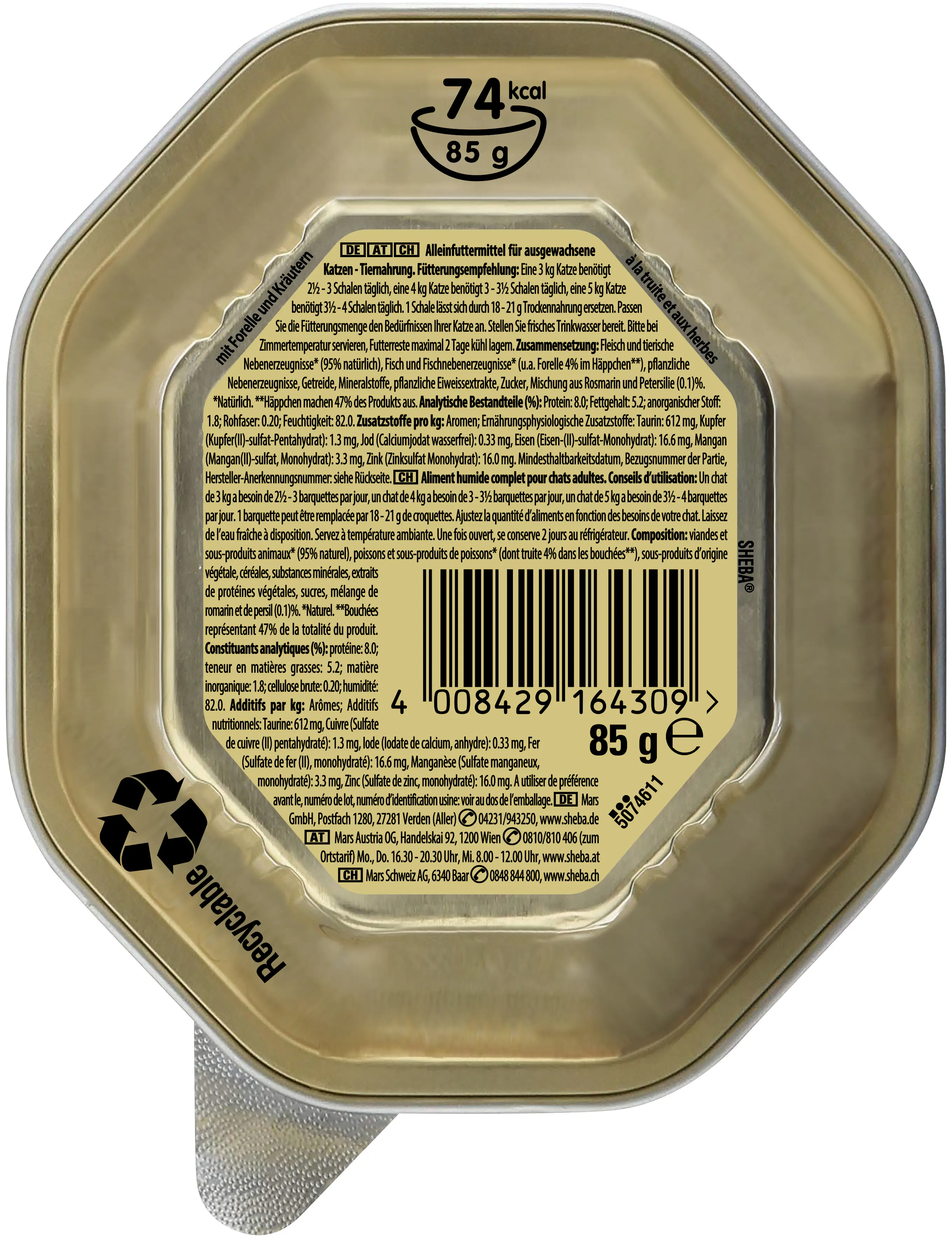 Sheba Seasons Collection Katzennassfutter Adult 85 g Lamm & Frühlingsgemüse