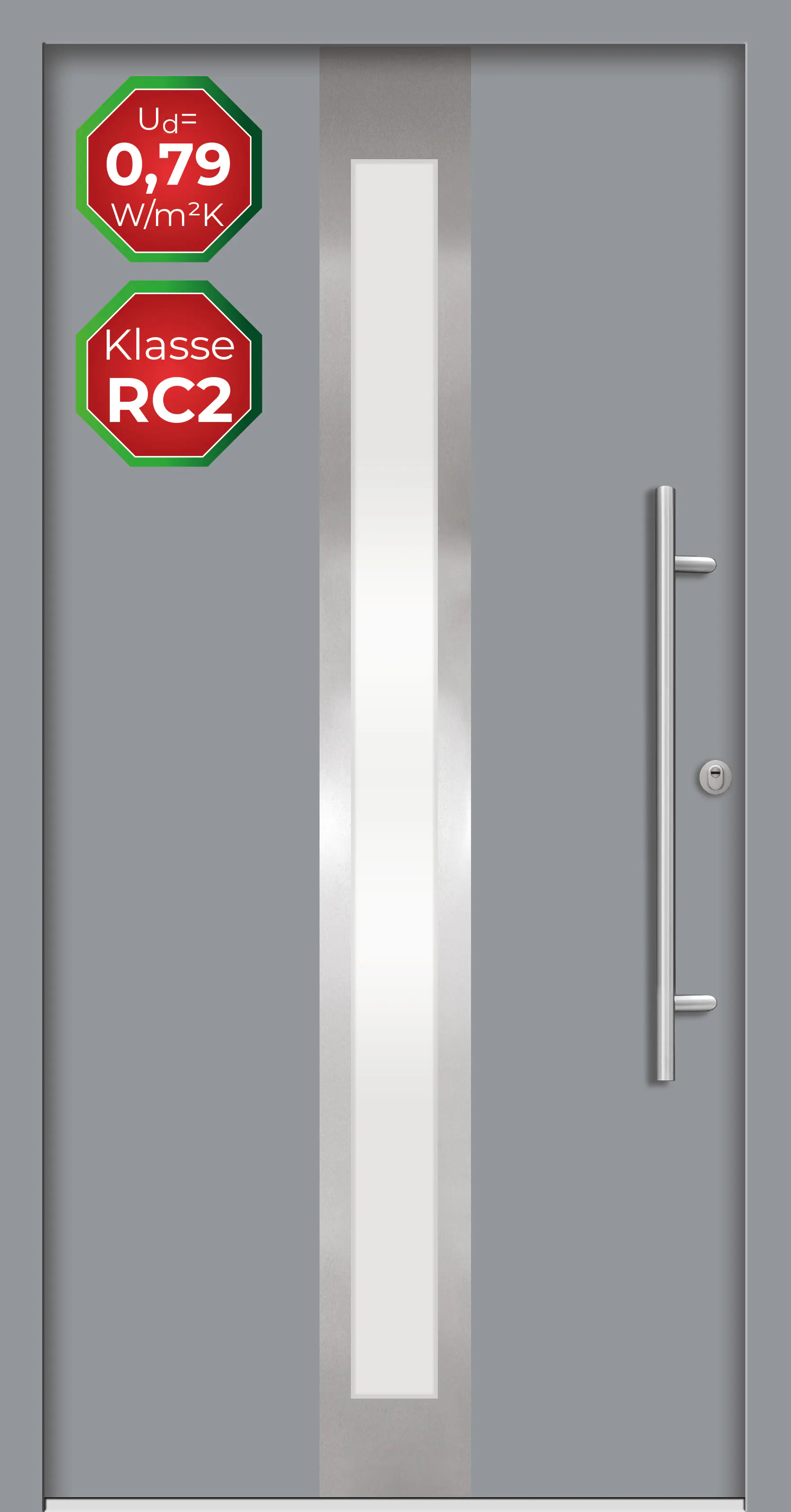Splendoor Haustür Passivedoor Premium B01 RC2 Grau DIN Rechts 110 x 210 cm