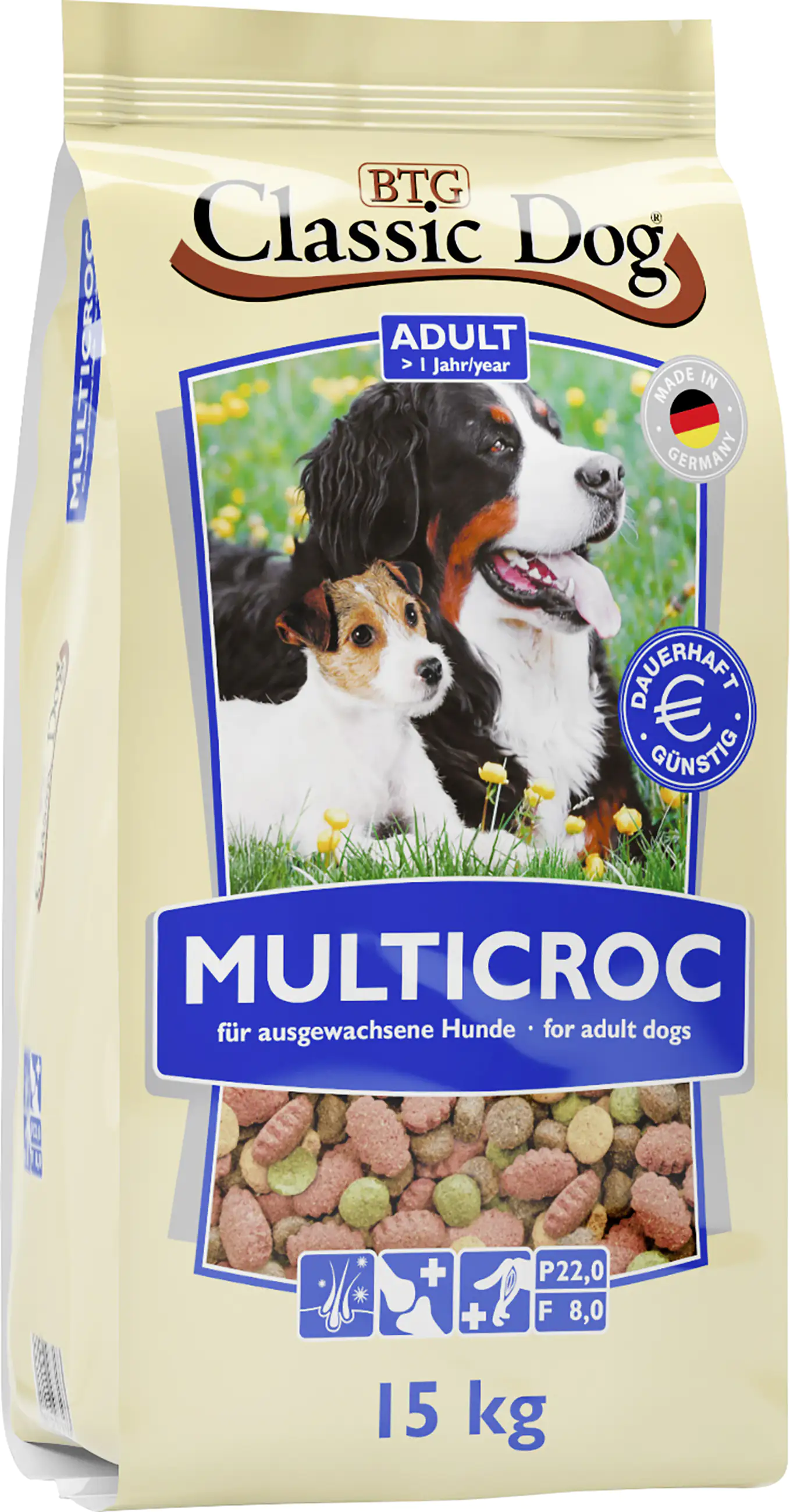 Classic Dog Multicroc Hundetrockenfutter Adult 15 kg Fleischkroketten-Mix