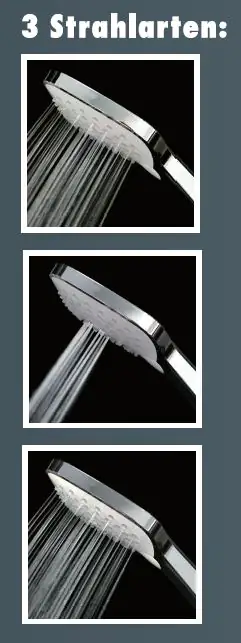 Primaster Handbrause 3 Strahlarten Water Stream quadratisch chrom-weiß mit Wasserspareinsatz