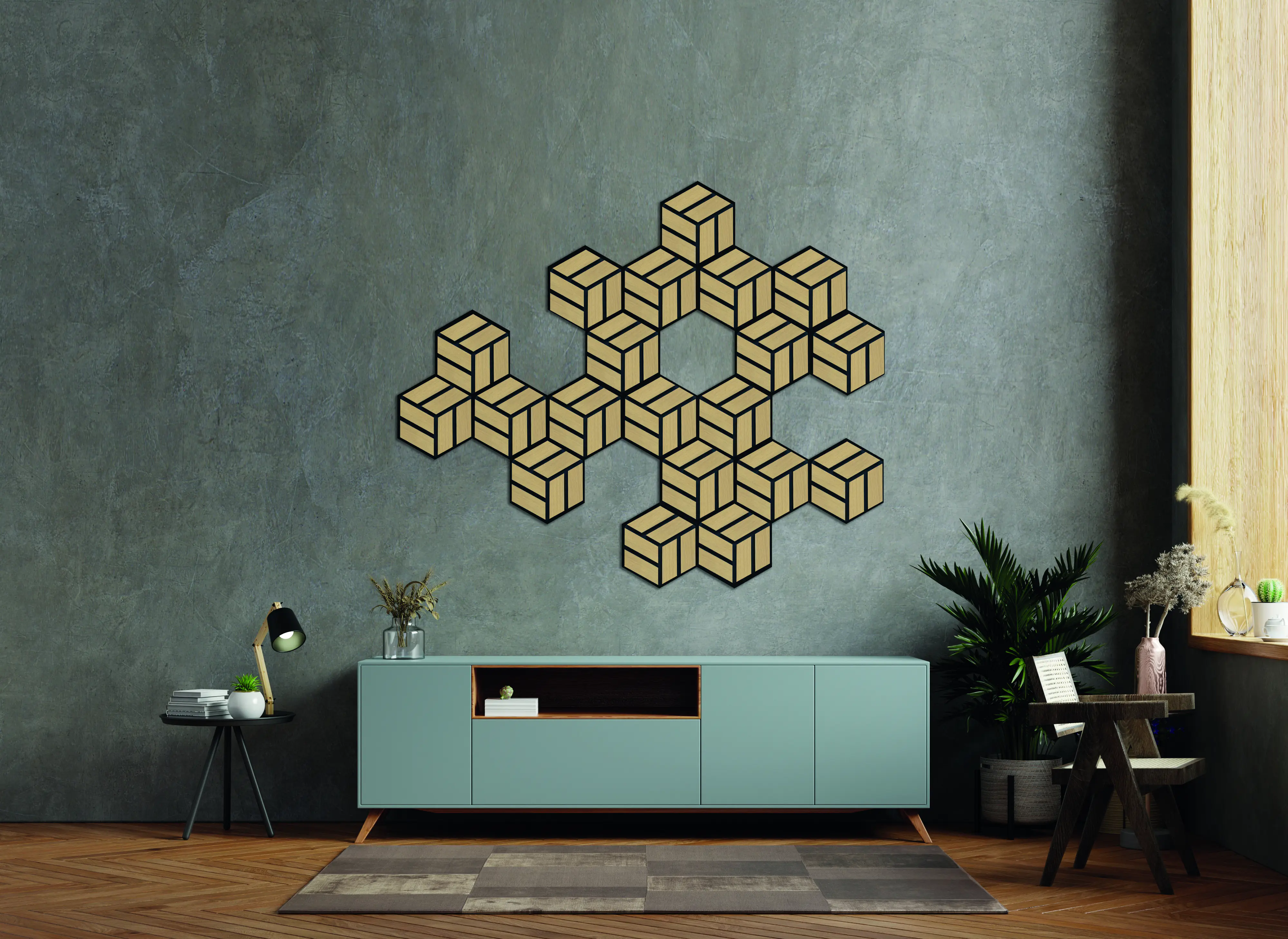 Neuhofer Akustikpaneele Hexago Eiche natur 30 x 26 x 1,9 cm 