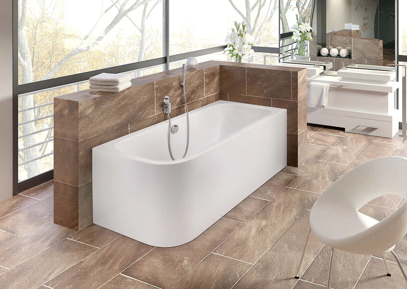 Ottofond Badewannen-Set Spirit links 180x80 cm, weiß