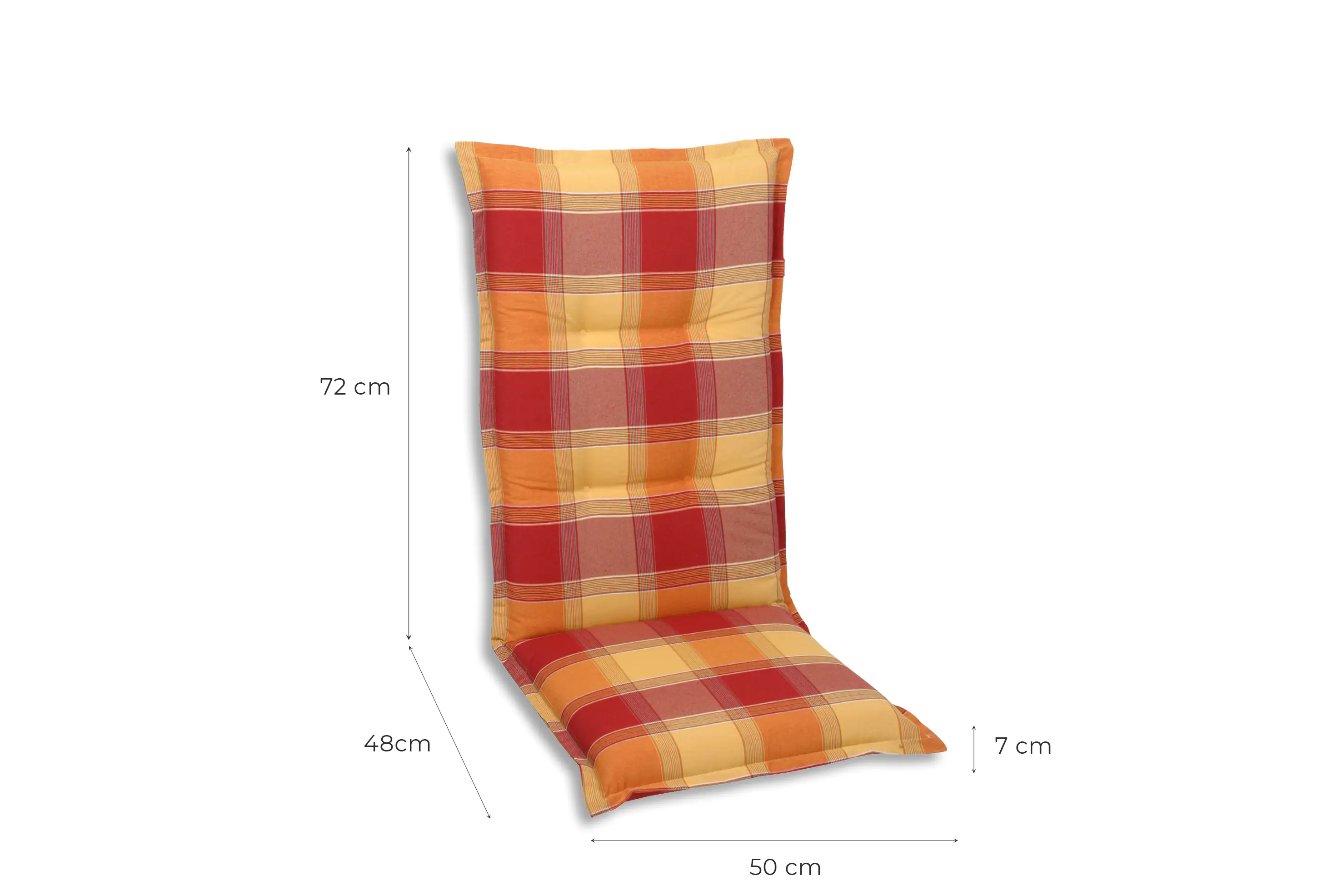 GO-DE Hochlehner-Auflage Classic 120 x 50 x 7 cm, rot kariert