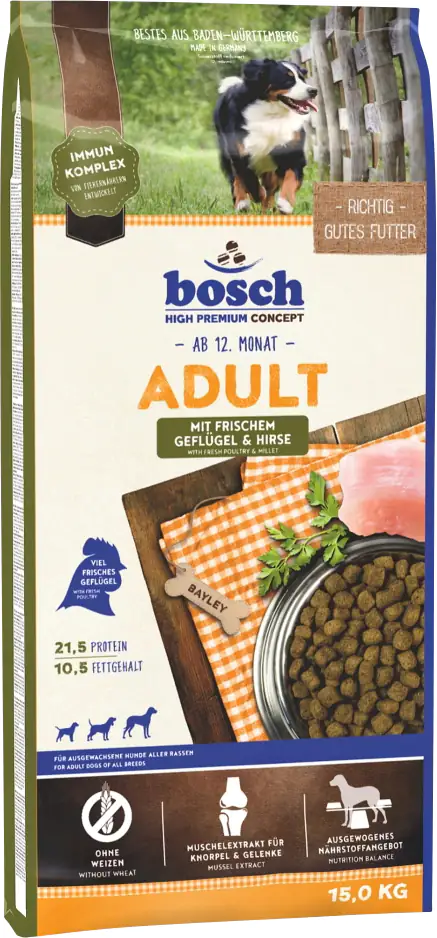 Bosch Hundetrockenfutter Adult 15 kg Geflügel & Hirse
