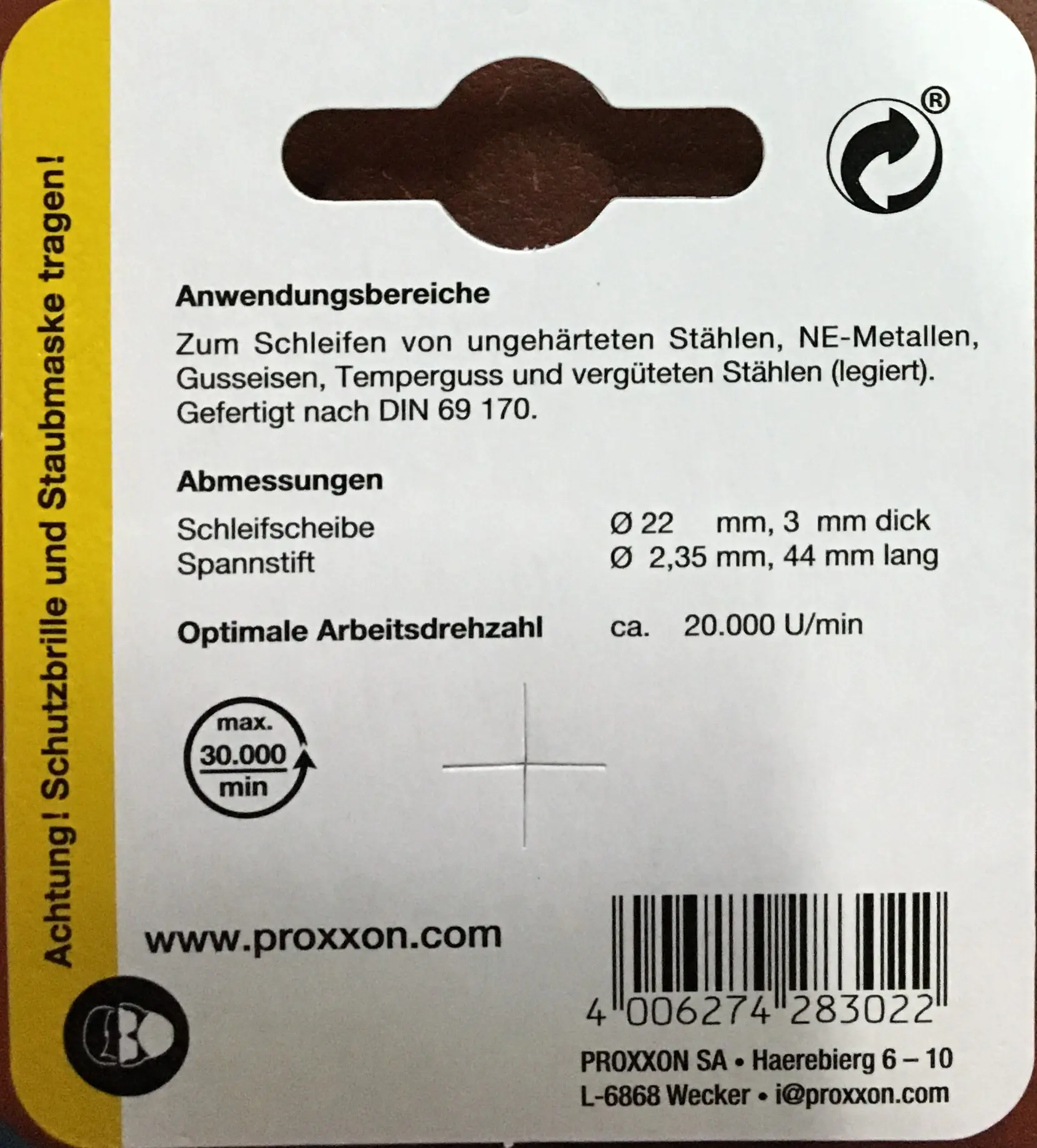 Proxxon Micromot Edelkorund-Schleifscheiben 22 mm 10 Stück mit Träger
