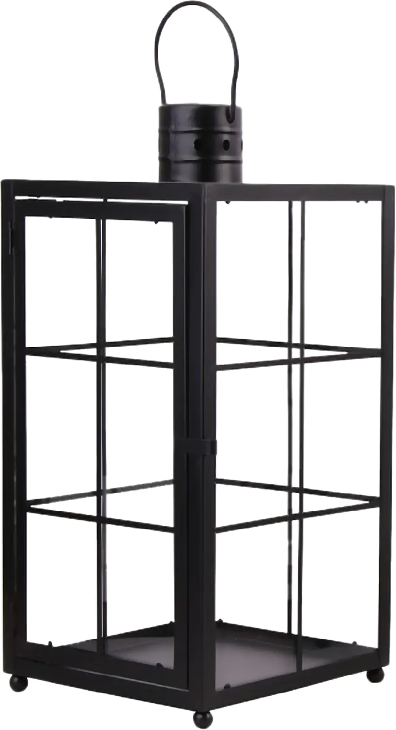 TrendLine Deko Eisen-Glas Laterne 43 x 20 x 20 cm schwarz