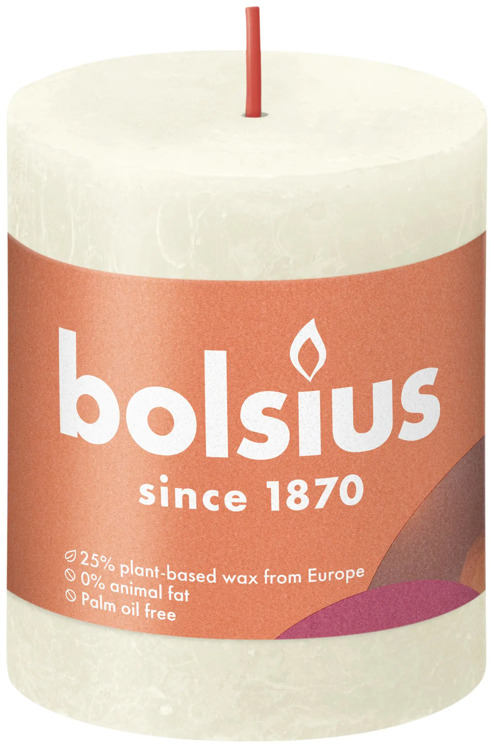 Bolsius Rustik Stumpenkerze weiche perle, Höhe: 8 cm, Ø 6,8 cm