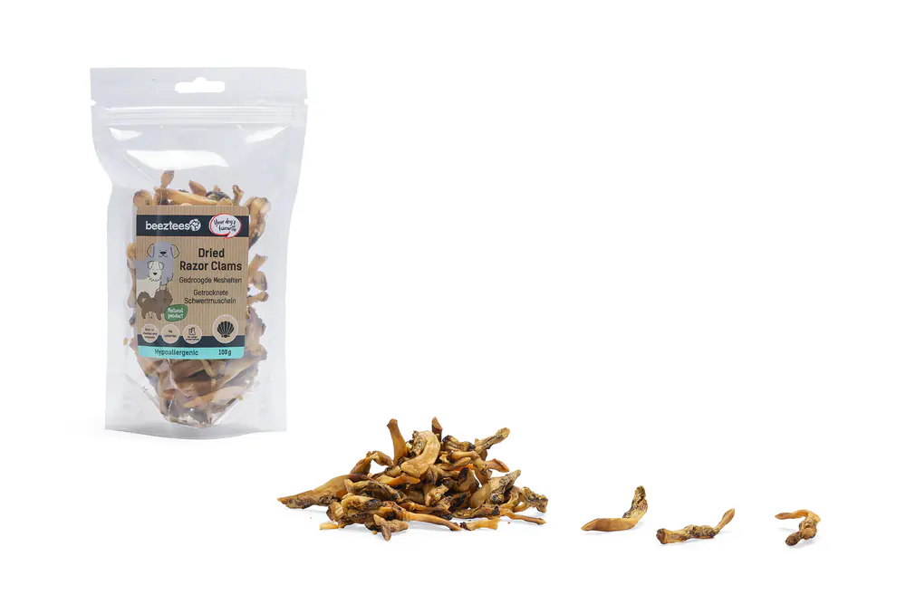 Beeztees Hundeleckerli hypoallergen 100 g Schwertmuscheln getrocknet