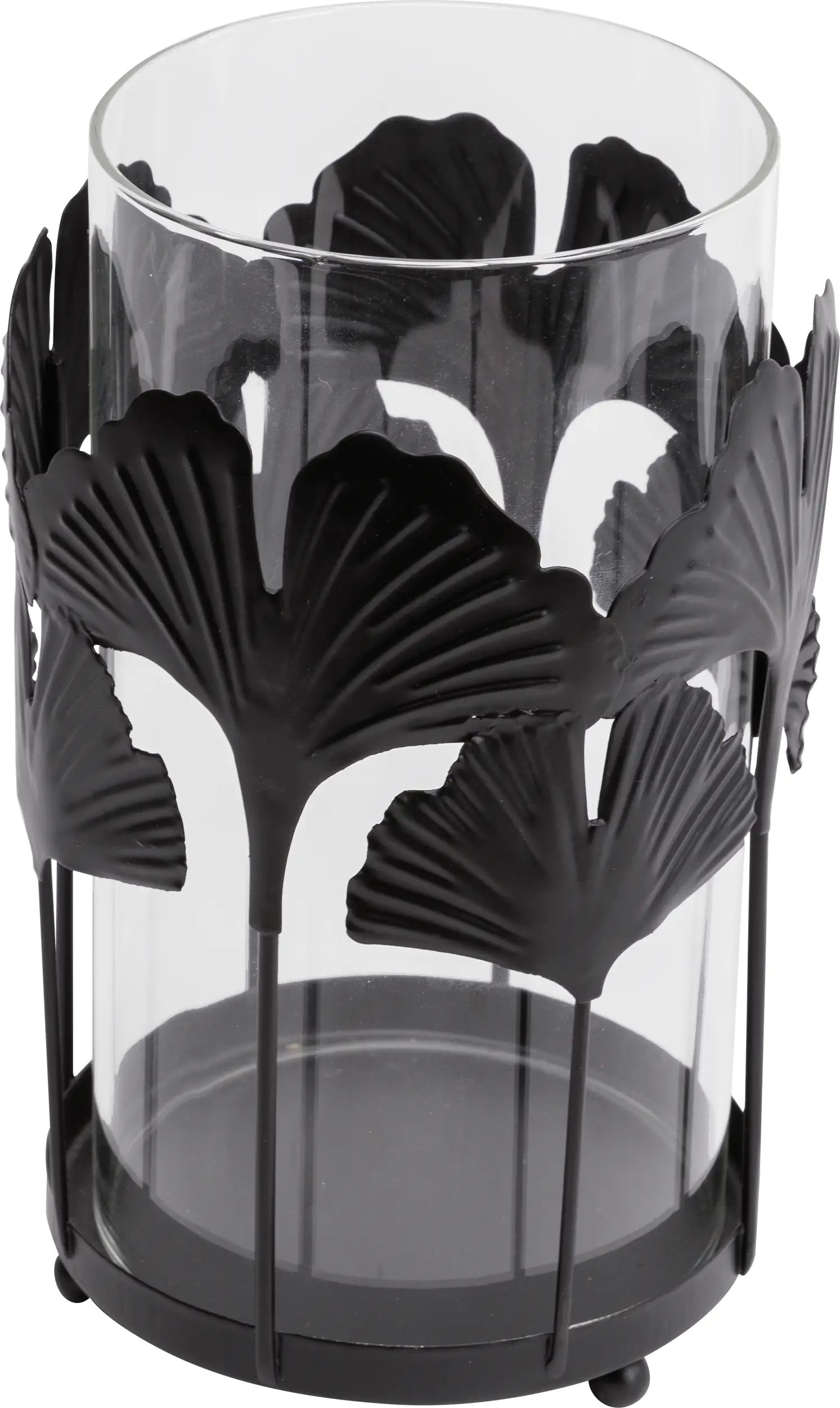 TrendLine Deko Windlicht Metall 19 cm schwarz Gingko