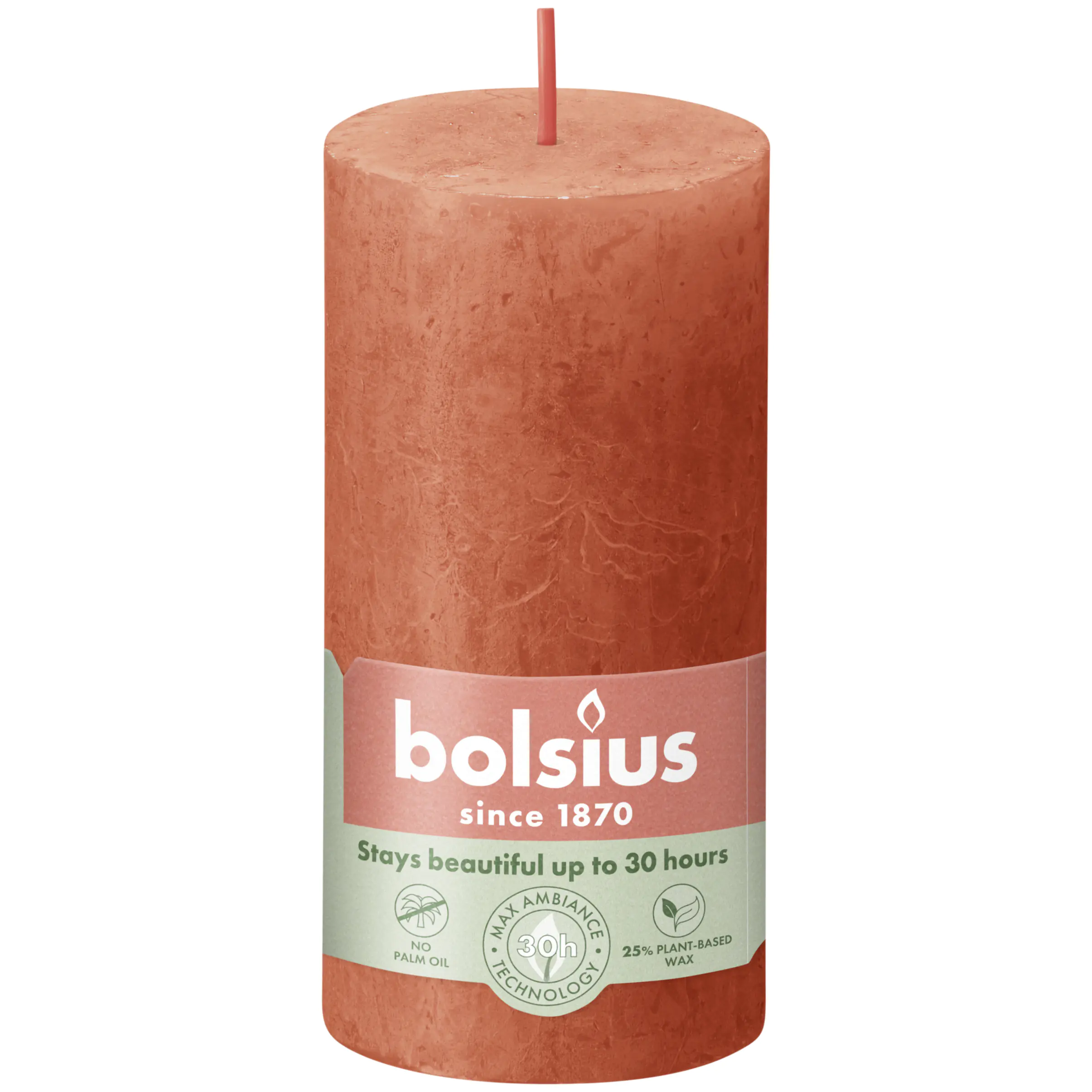 Bolsius Rustik Stumpenkerze herbstliches Orange, Höhe: 10 cm , Ø 5 cm