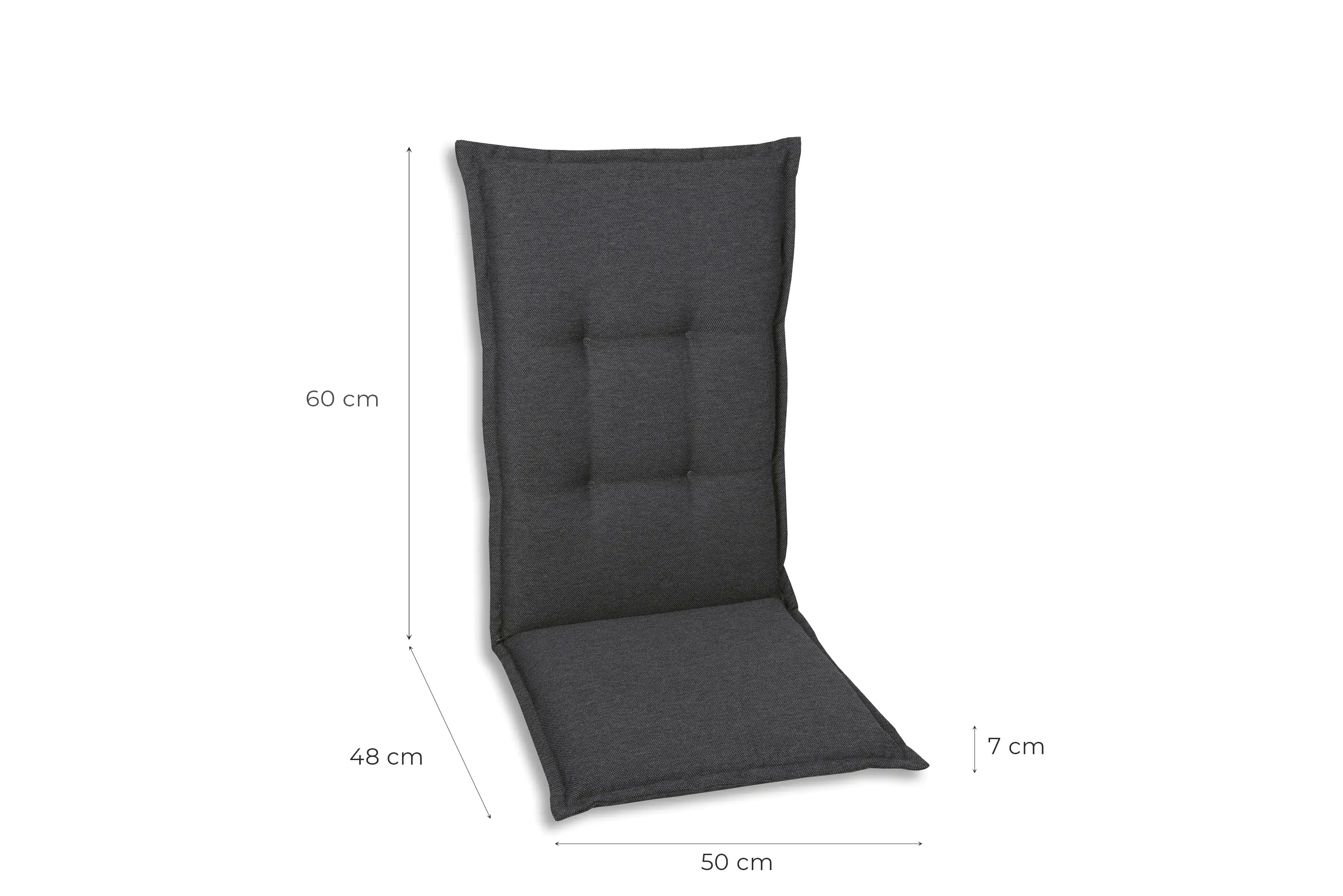 GO-DE Mittellehner-Auflage 108 cm x 50 cm x 7 cm, grau, anthrazit