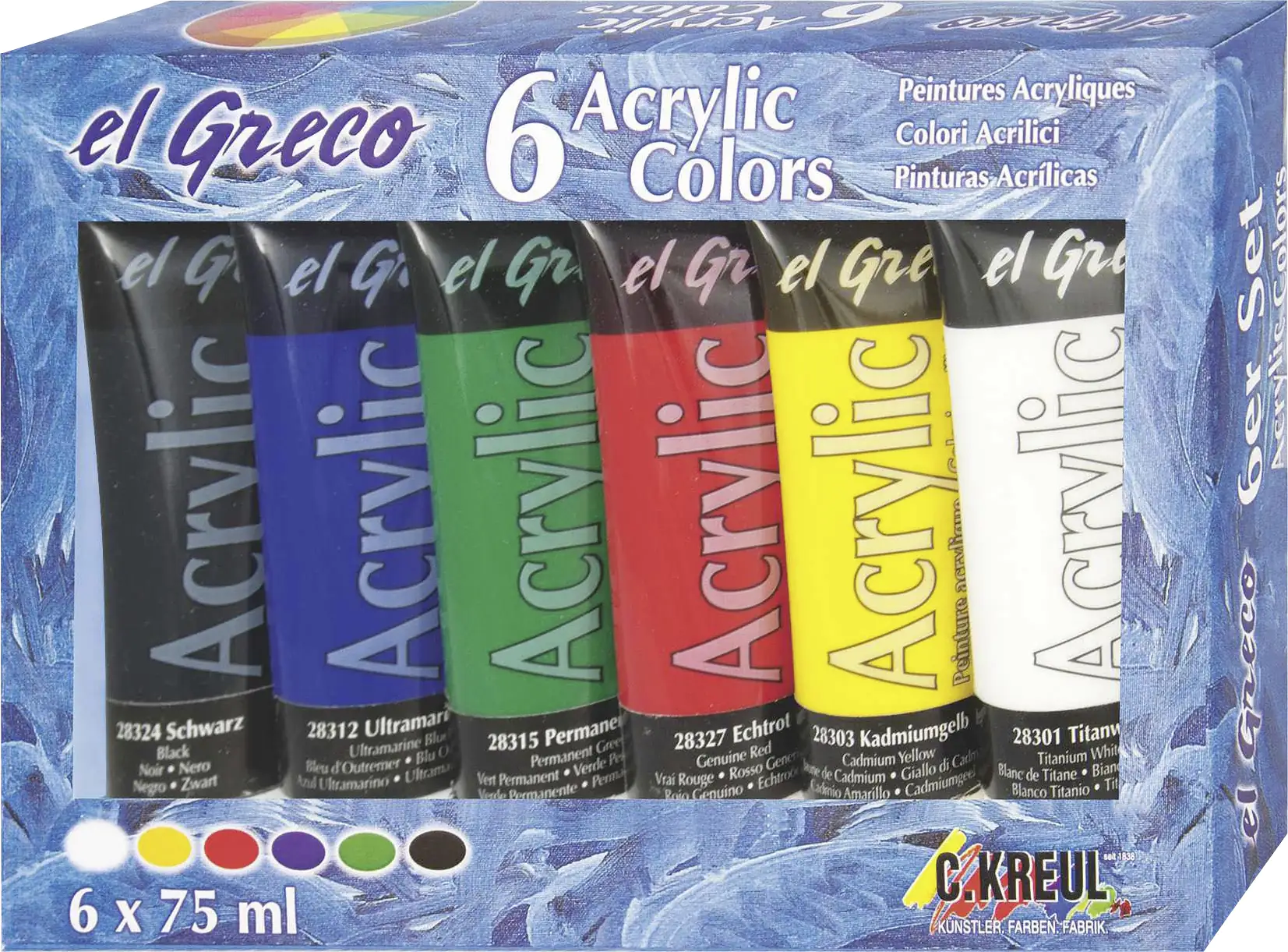 Kreul el Greco Acrylic Tuben Set 6 x 75 ml 