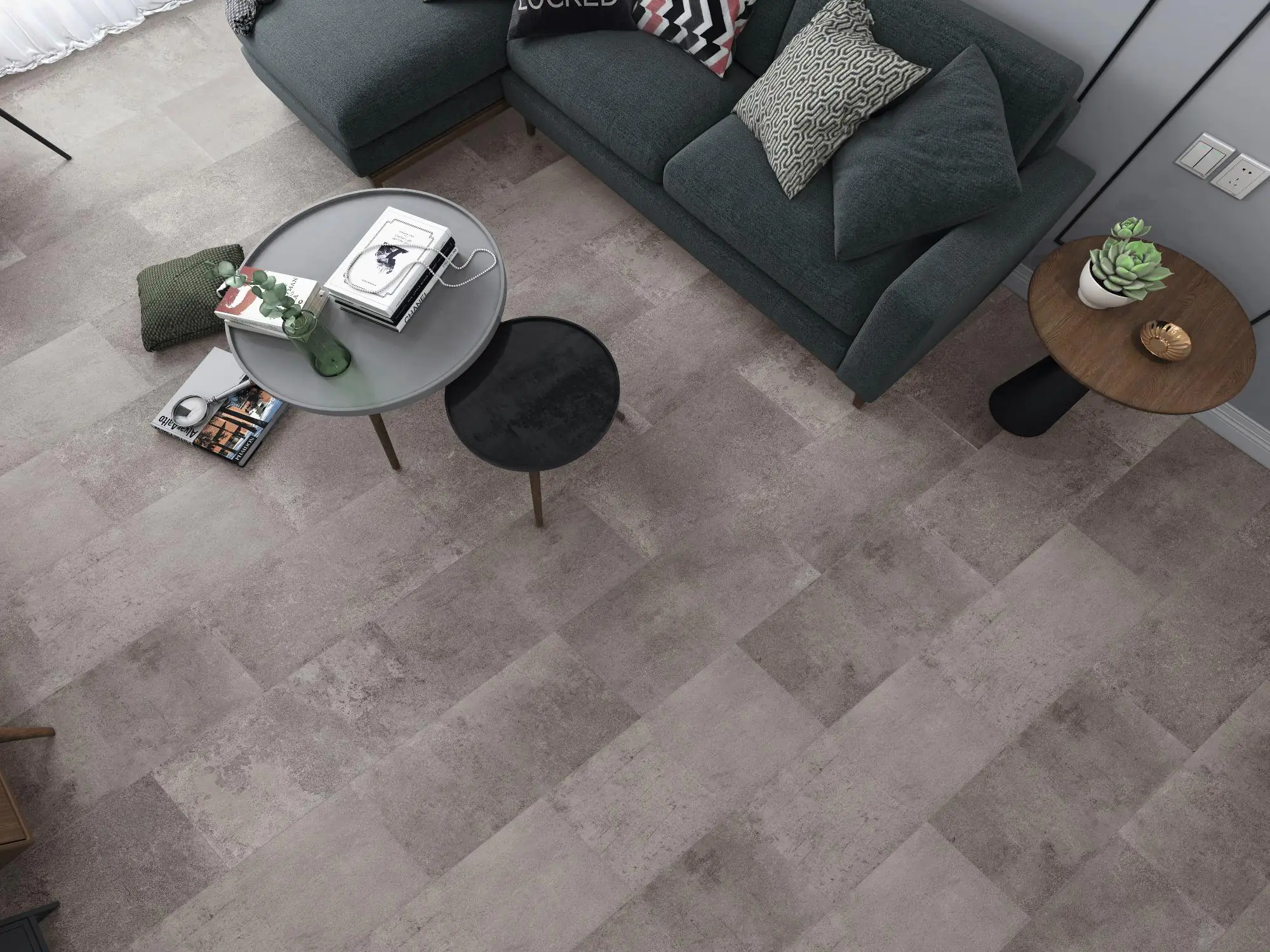 Classen Visiogrande Laminat Fliese Megaloc Aquaprotect 60,4 x 28 cm Zementestrich taupe