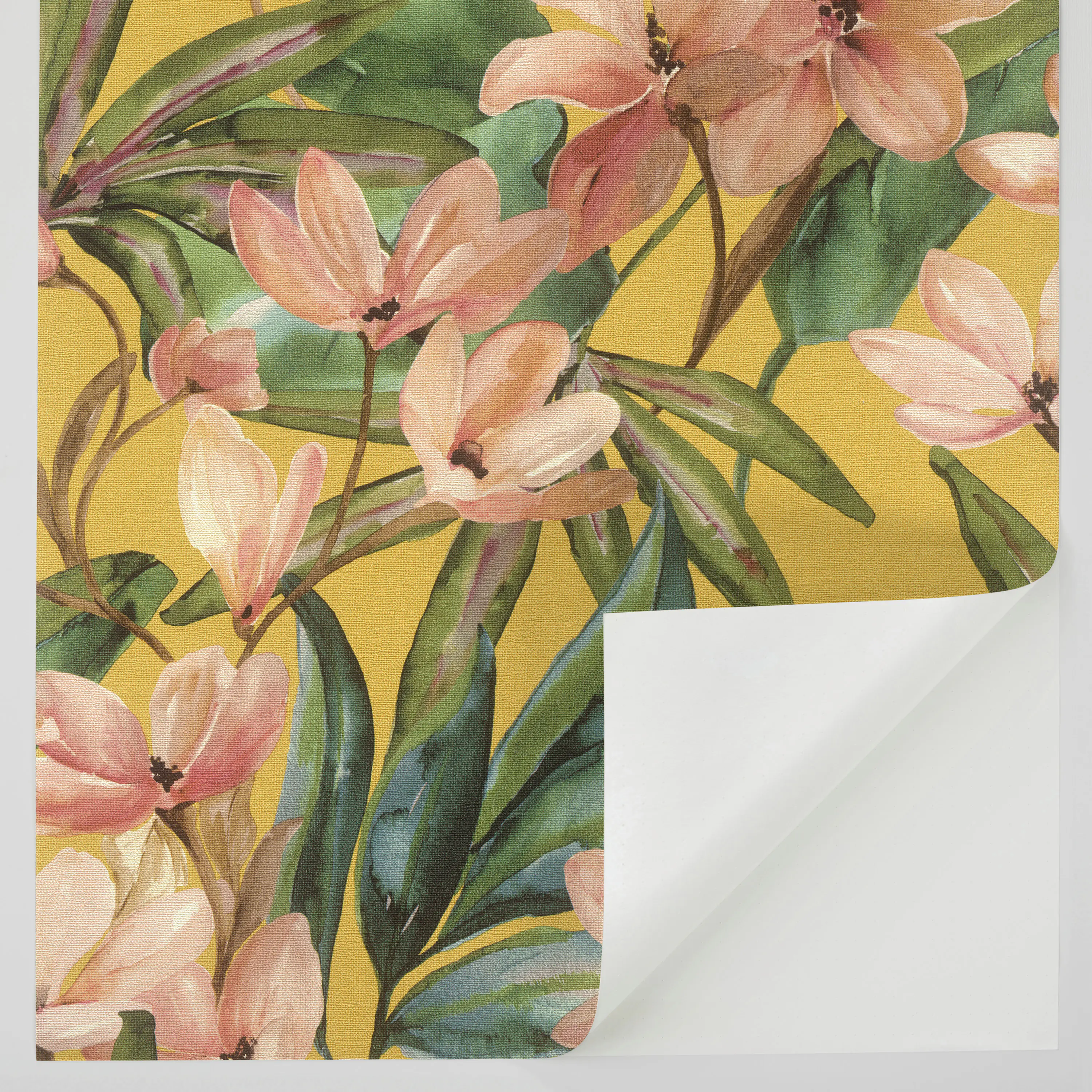 Tesa x Rasch selbstklebende Vliestapete Magnolia Blüten currygelb rosa 6 x 0,53 m
