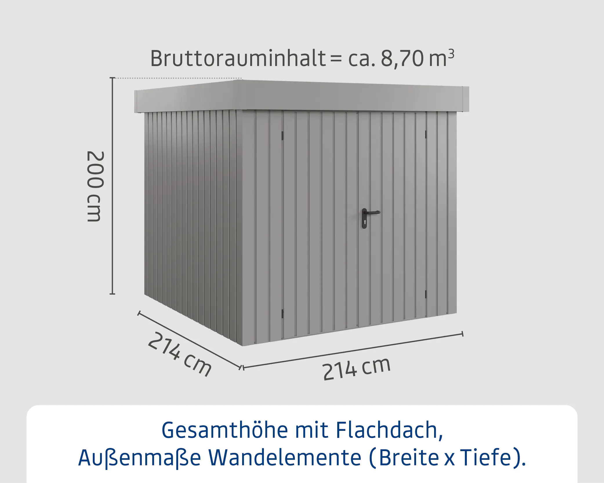 EcoStar Metallgerätehaus Euroline EFD5 aluminiumgrau 214 x 214 cm 2-flg.