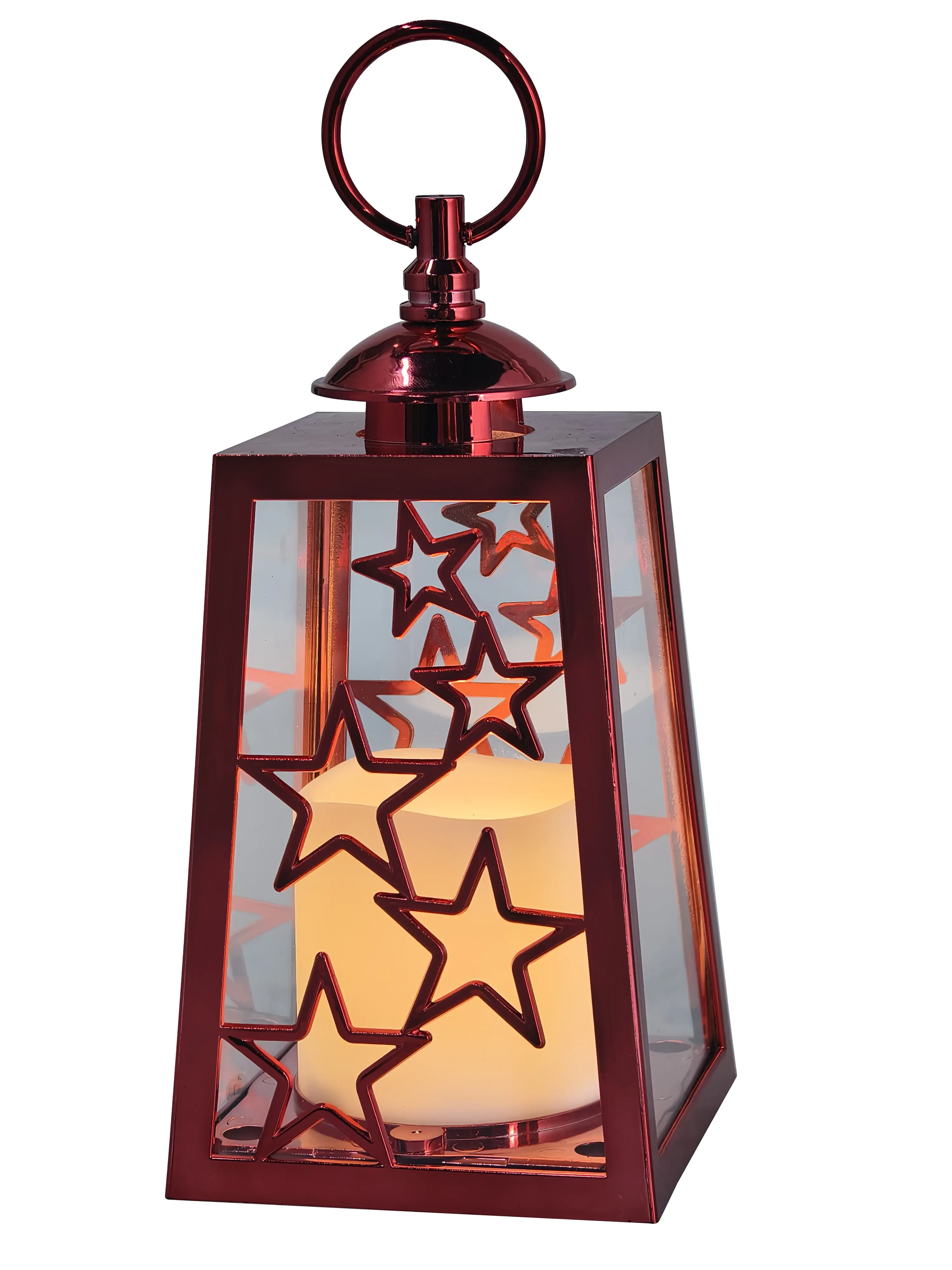 TrendLine LED Laterne 20 cm batteriebetrieben mit Timer warmweiß rot