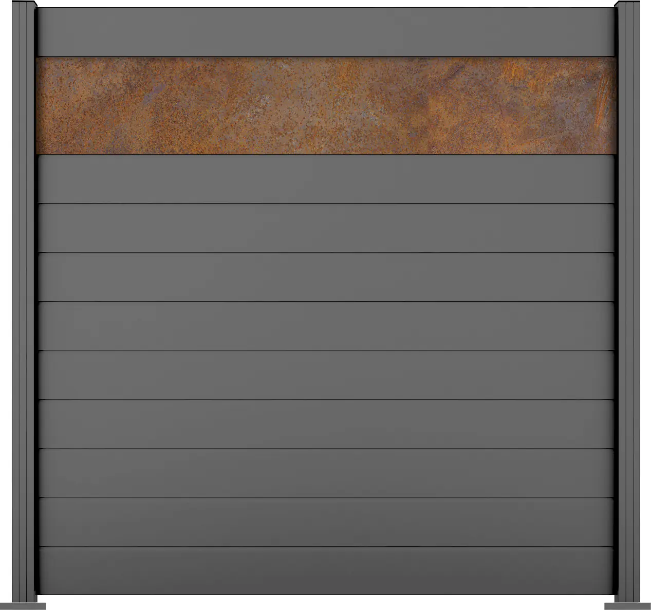 Ambiente Alu-Zaun Grundset Paneel 150 grau 187 x 184,2 cm 68 mm 
