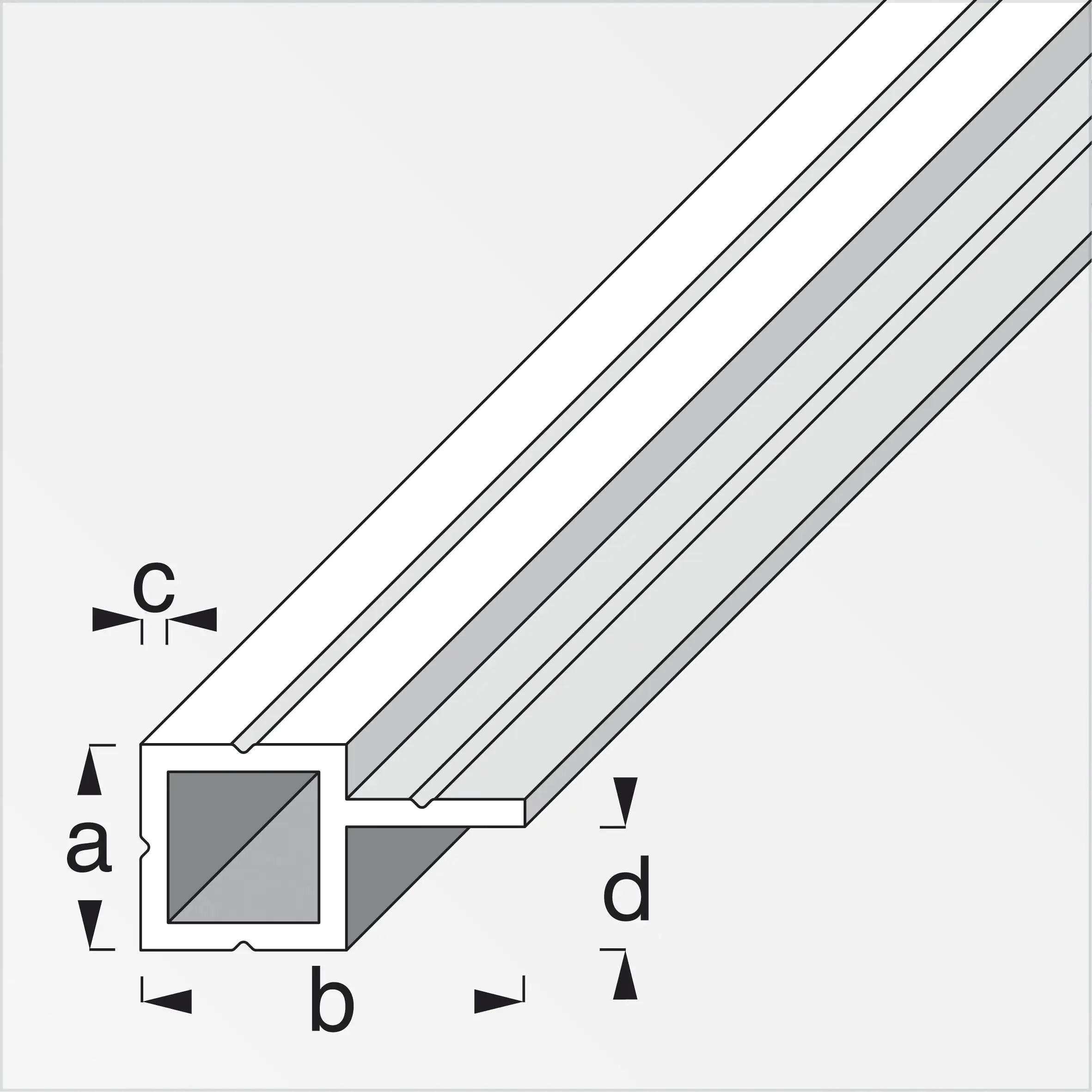 alfer Quadratrohr, 1 Schenkel versetzt 2.5 m, 23.5 x 45.5 x 1.5 mm