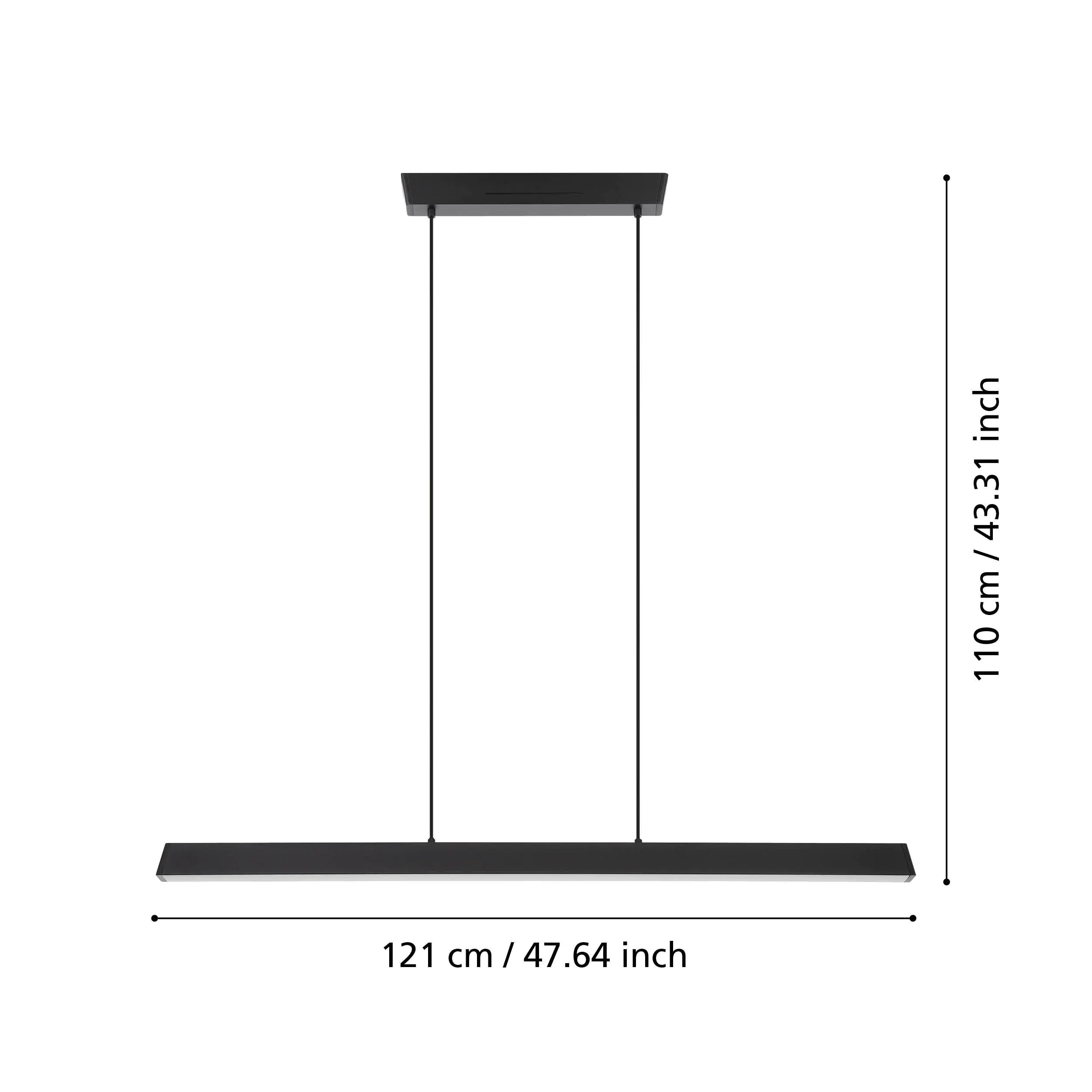 Eglo Connect LED Pendelleuchte Simolaris-Z schwarz 122 x 5,5 cm dimmbar