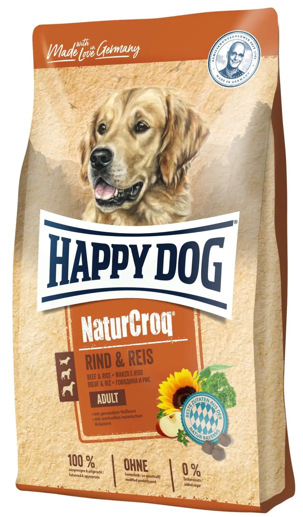 Happy Dog Premium NaturCroq Hundetrockenfutter Adult 15 kg Rind & Reis 
