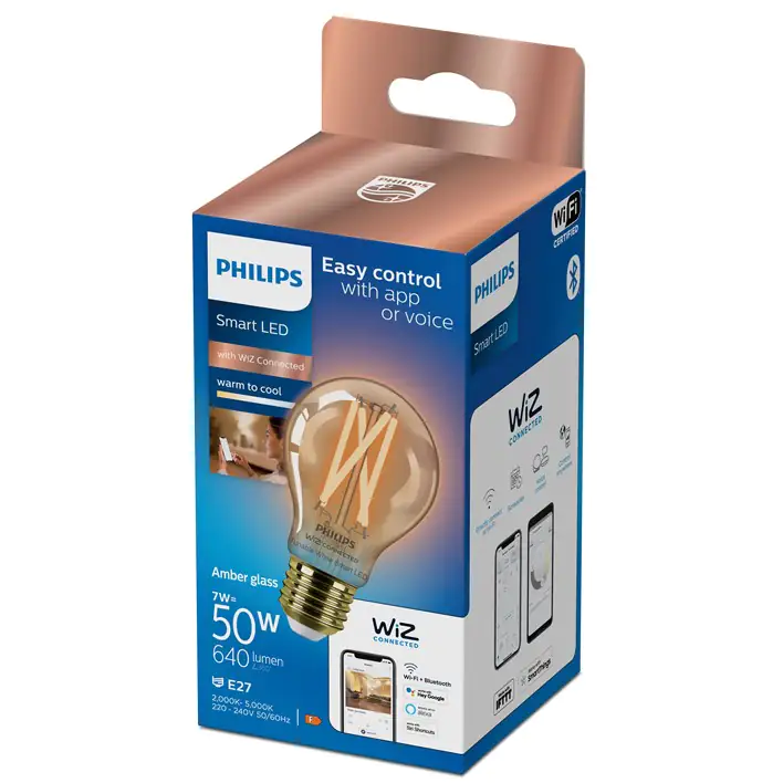 Philips Smart LED Leuchtmittel Tunable White Amber A60 E27 Birnenform 7 W