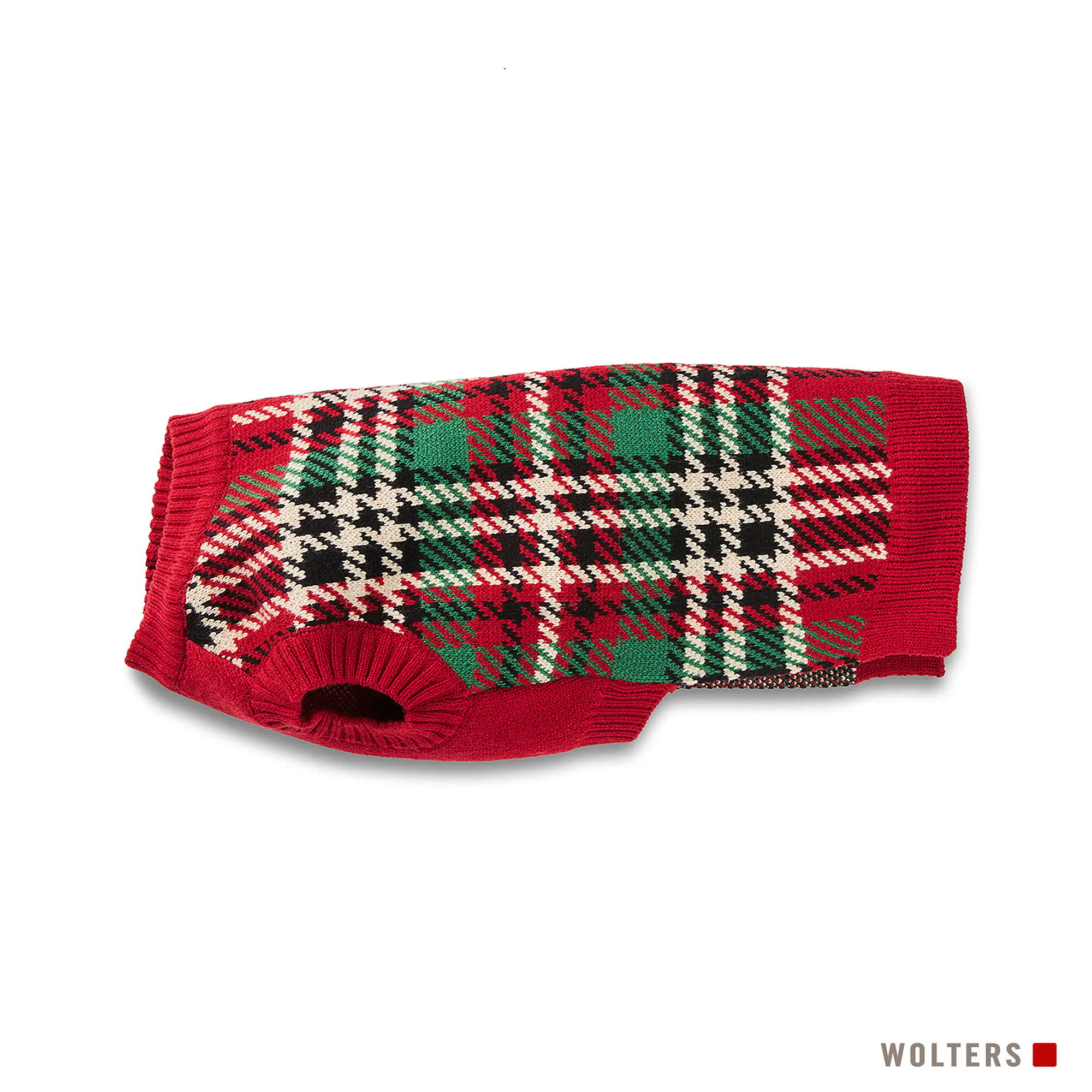 Wolters Hundebekleidung Strickpullover Karolinchen Karomuster weiß/rot/grün