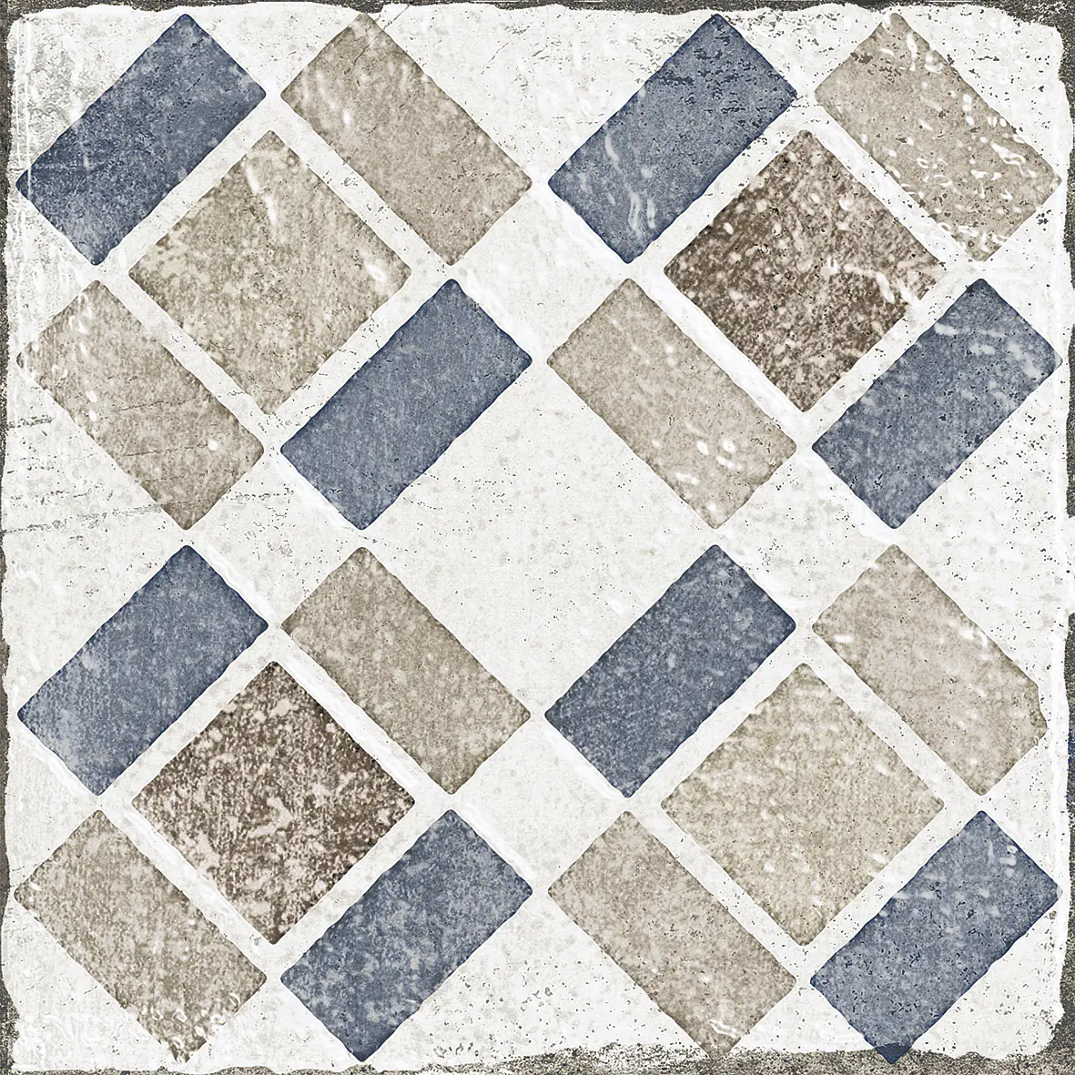 Bodenfliese Feinsteinzeug Marrakesh 20 x 20 cm blau-beige
