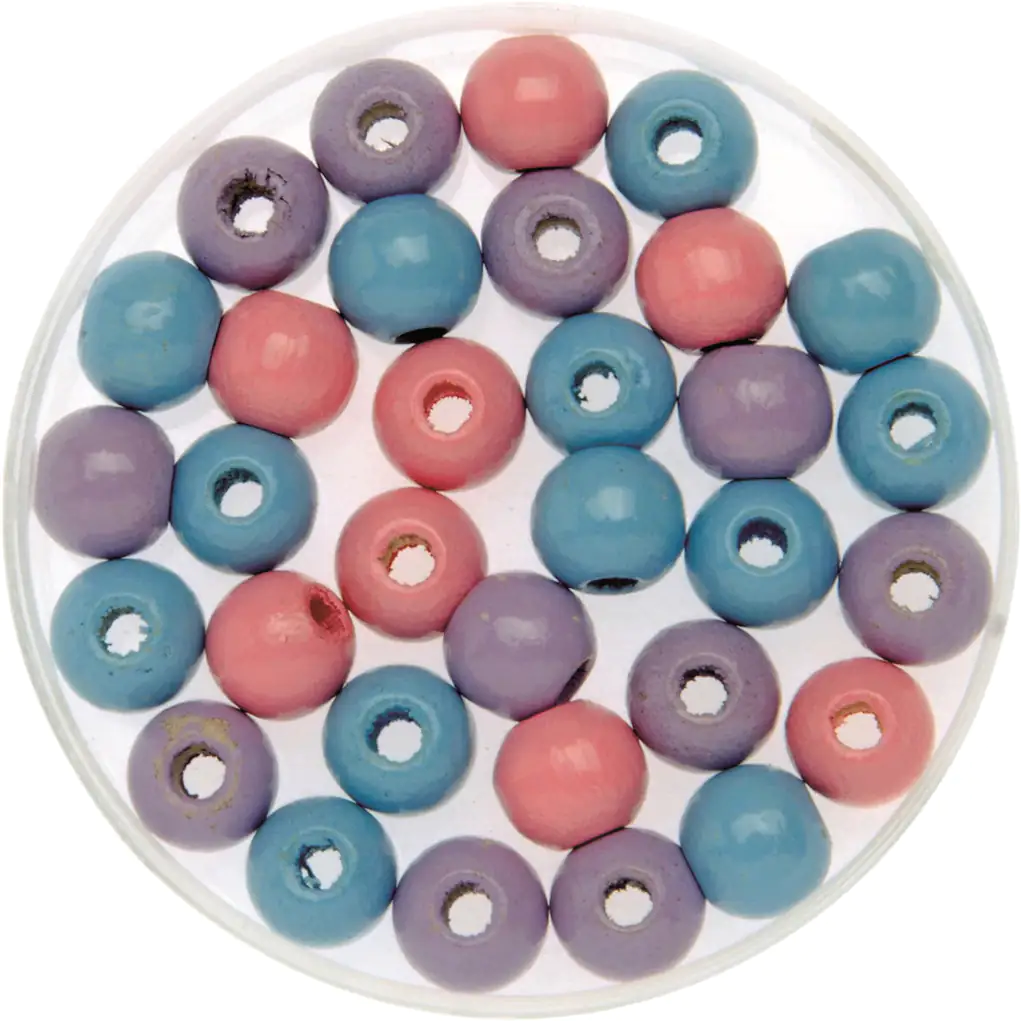 Glorex Holzperle rosa/flieder/blau 6 mm - 118 Stück