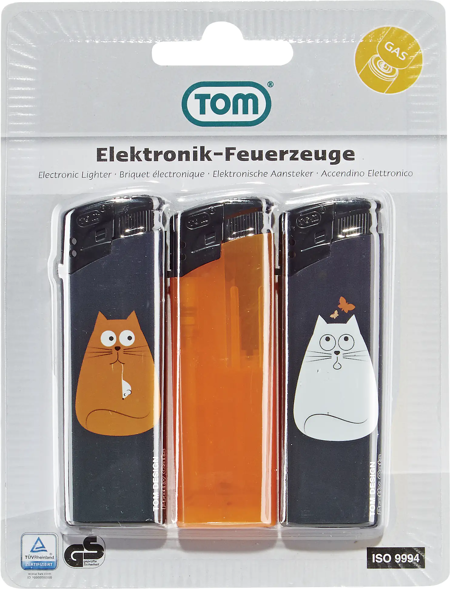 TOM Elektronik-Feuerzeuge 3er Blister