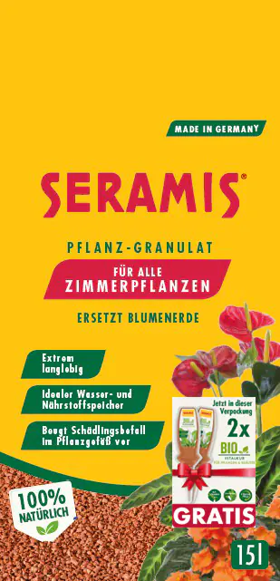Seramis Pflanz-Granulat für Zimmerpflanzen 15 l + 2 Bio-Vitalkuren gratis