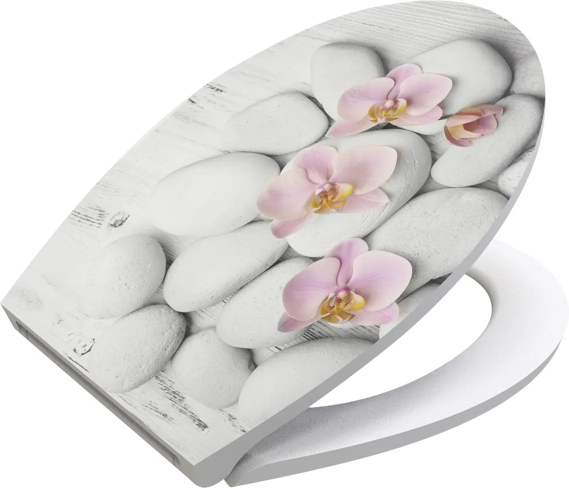 Duschwell Duroplast WC-Sitz Stein & Orchidee