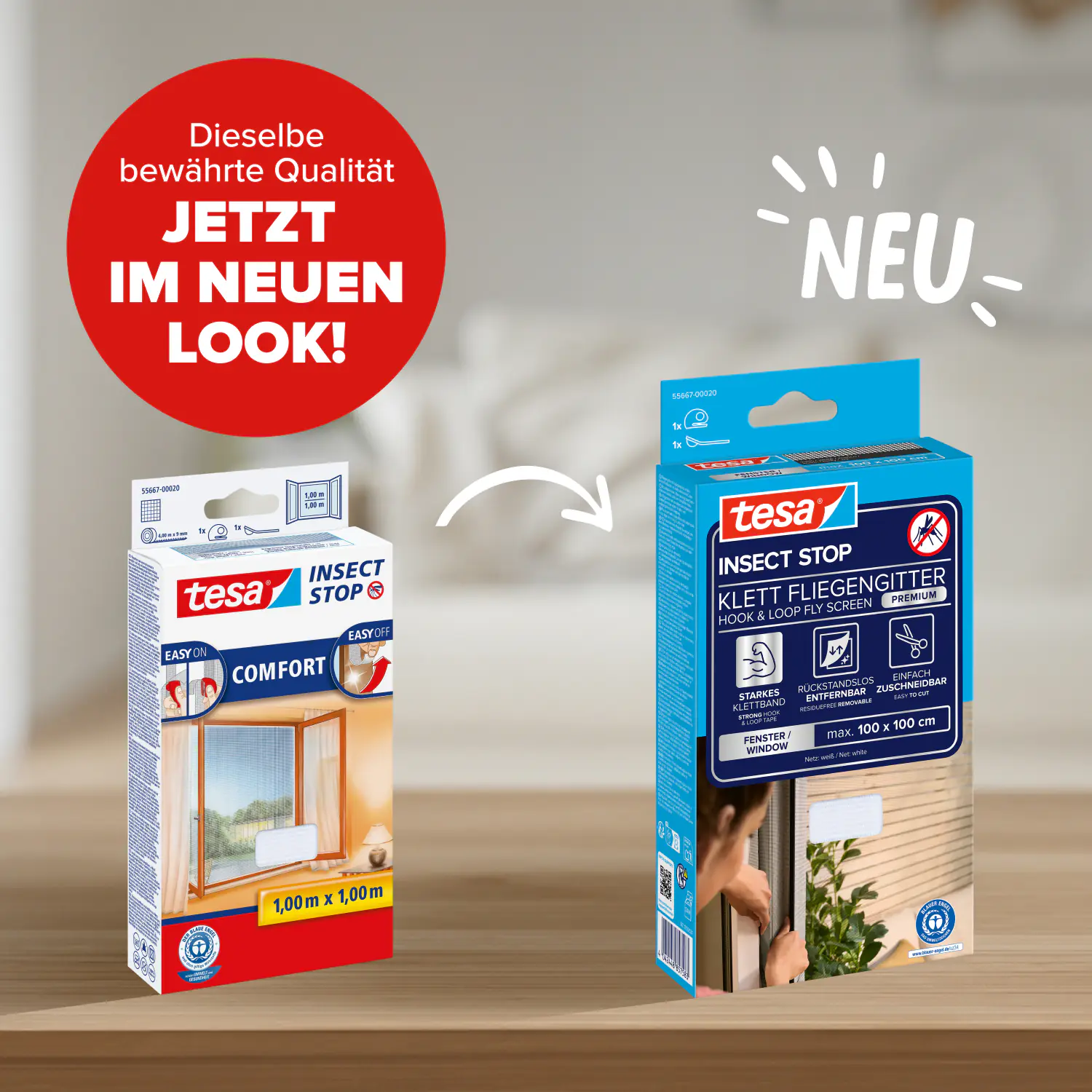 tesa Insektenschutz-Fenster COMFORT 100 x 100 cm weiß 