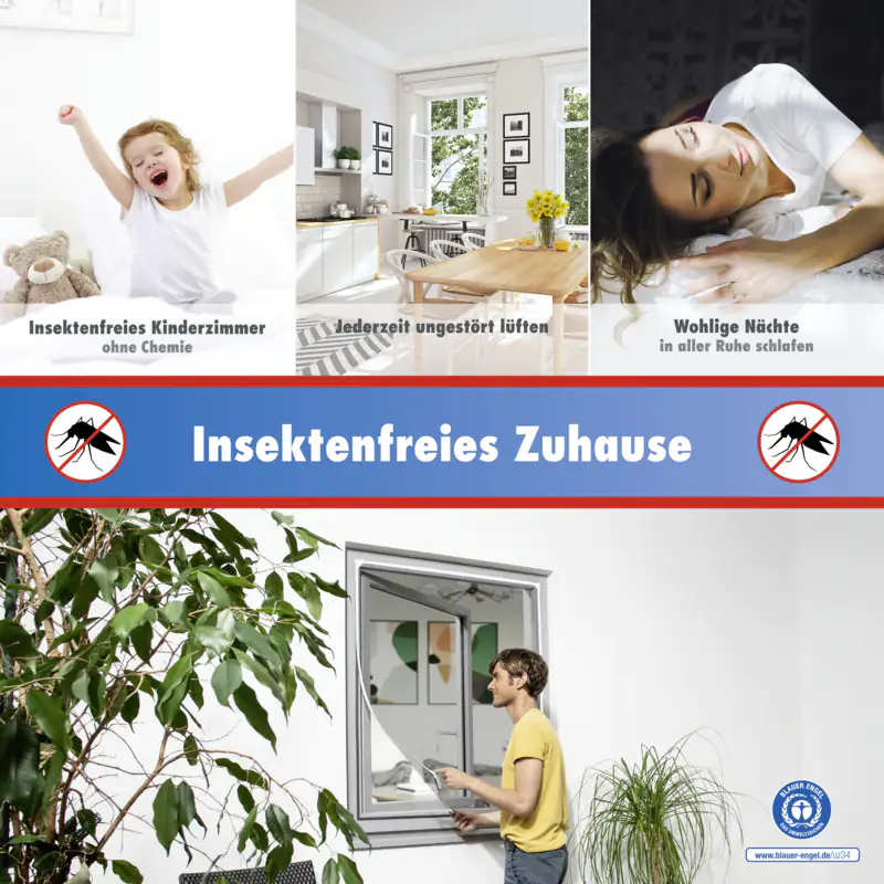 TrendLine Fliegenschutz-Magnetfenster 100 x 120 cm weiß/weiß kürzbar