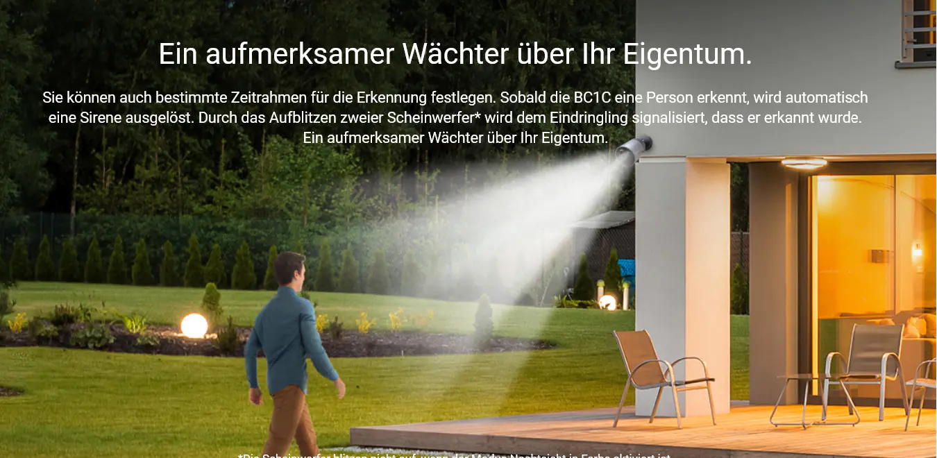 Ezviz Wlan Outdoor Akku-Überwachungskamera BC1C inkl. Basisstation und Solarpanel