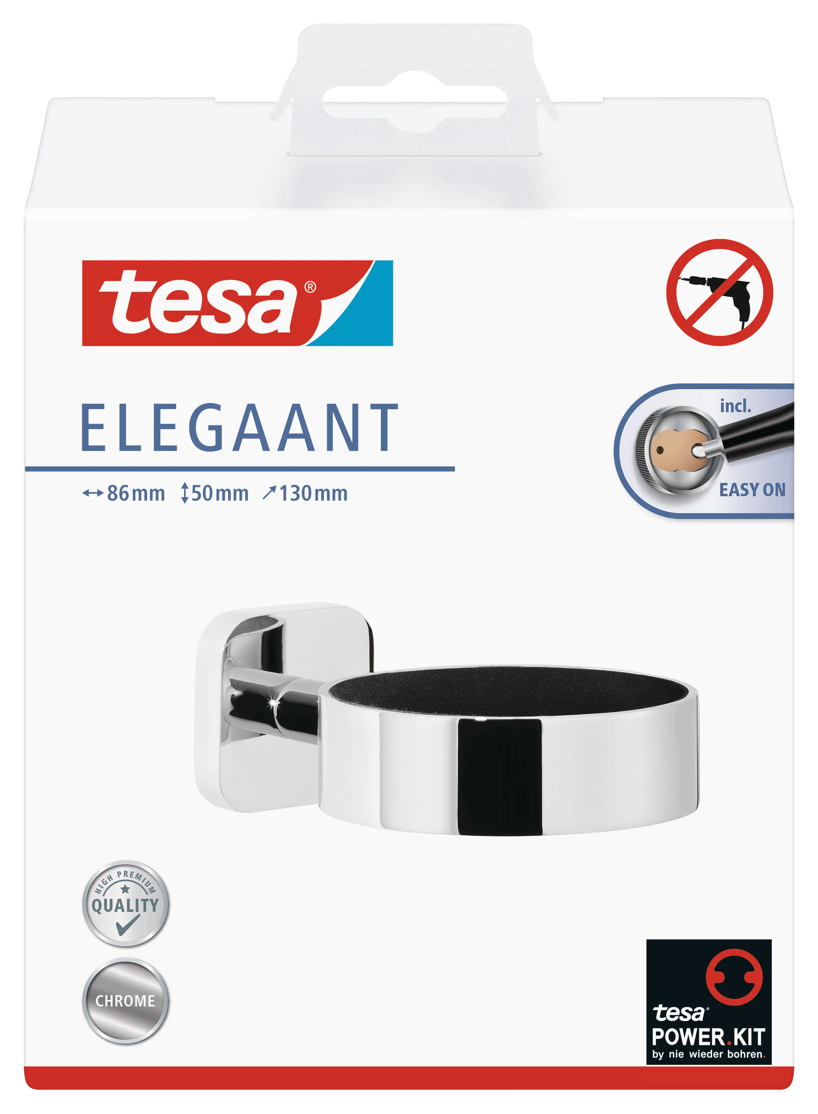 tesa Fönhalter Elegaant Metall, chrom, rostfrei