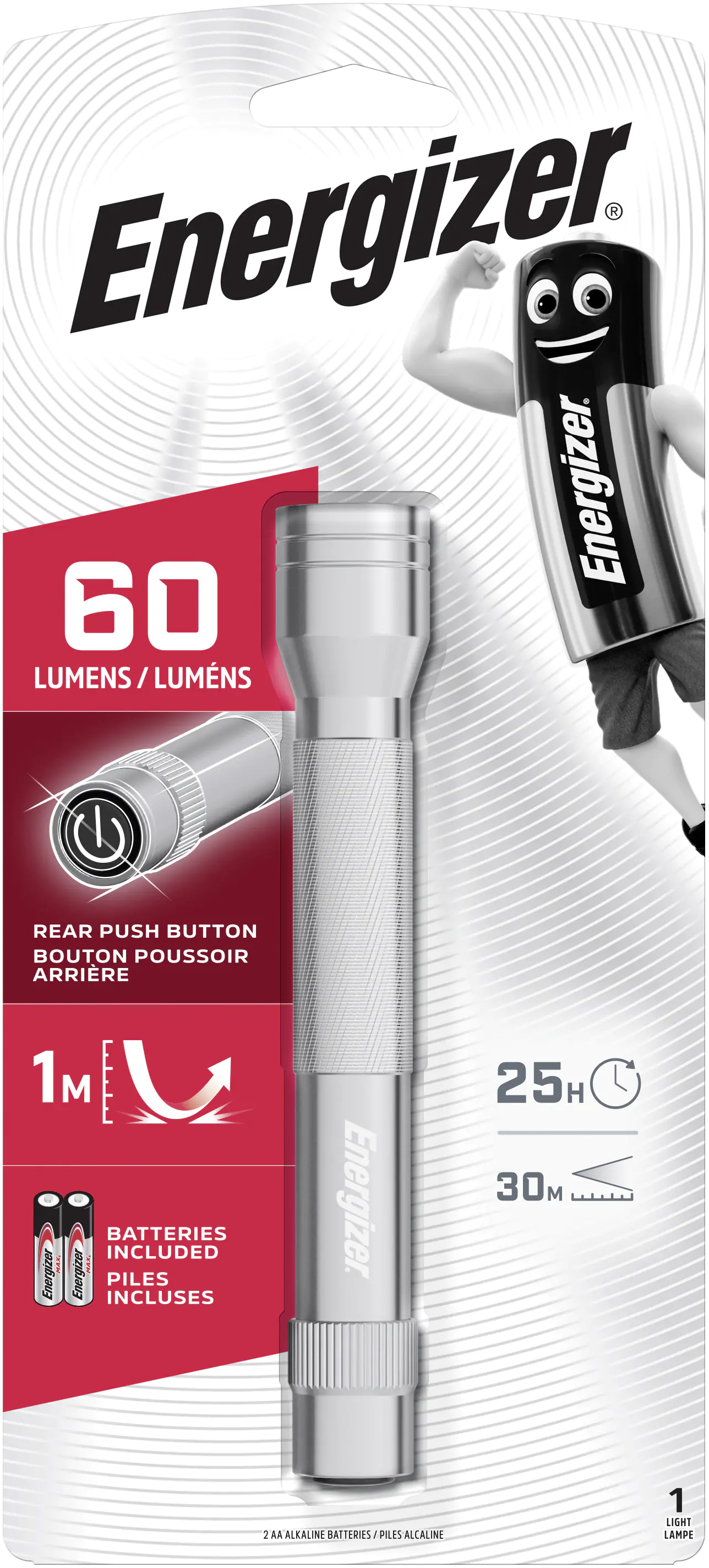 Energizer Taschenlampe Metal Light LED inkl. 2 x AA, 50 Lumen 36m