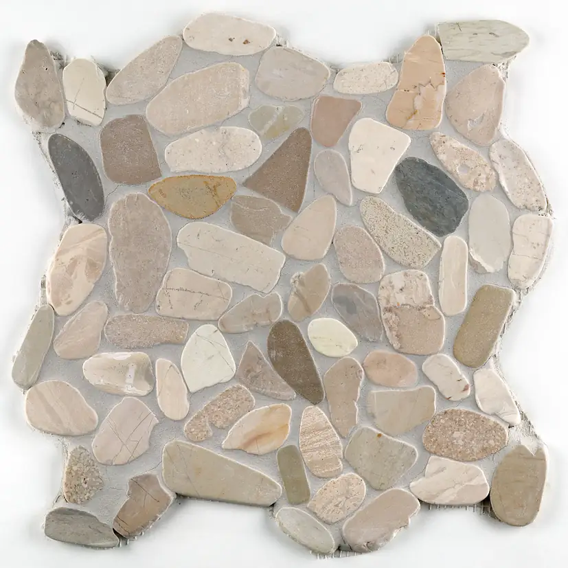 Mosaikfliese Flusskiesel Slice 30 x 30 cm natur