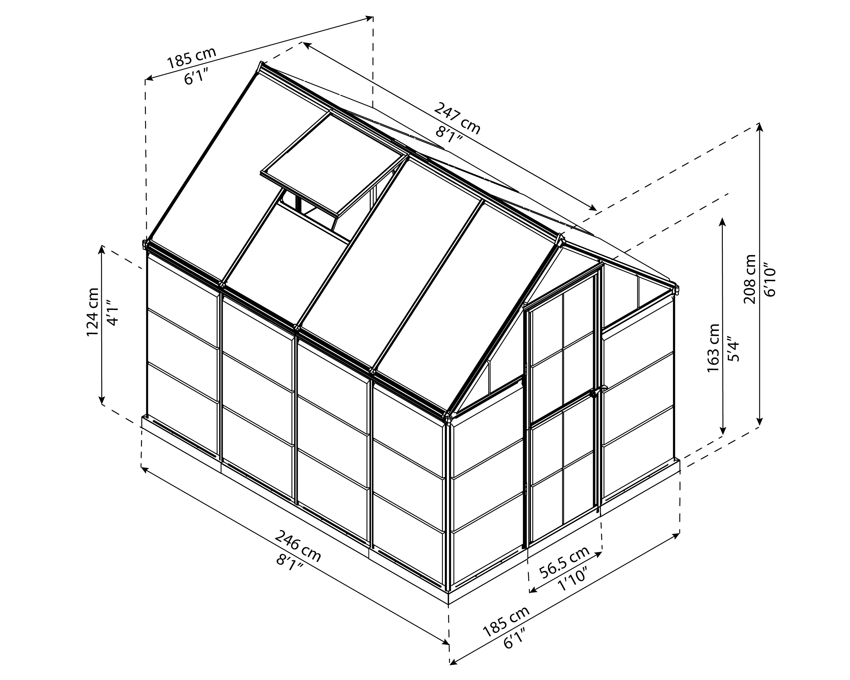 Canopia Gewächshaus Hybrid 6X8 grün 185 x 247 x 208 cm